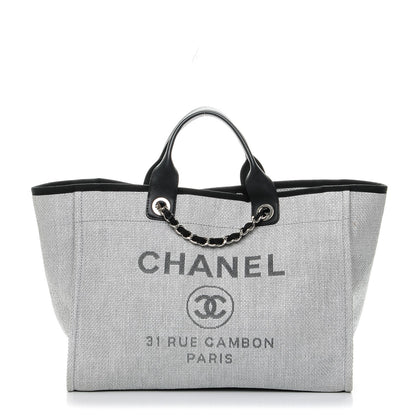 Chanel Canvas Large Deauville Tote Grey 1 of 8