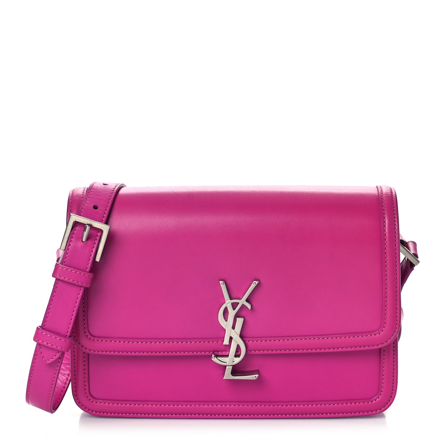 Saint Laurent Box Calfskin Monogram Medium Solferino Satchel Fuchsia 1 of 10