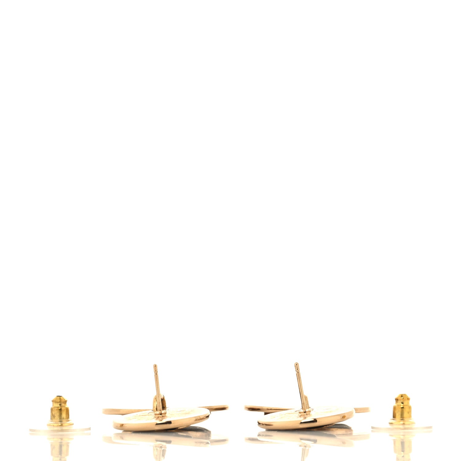 Chanel Enamel CC Disc Drop Earrings Gold Black 3 of 4