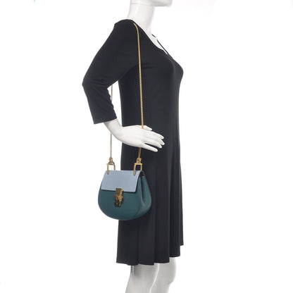 Chloe Grained Calfskin Lambskin Mini Bi-Color Drew Shoulder Bag Cloudy Blue 2 of 12