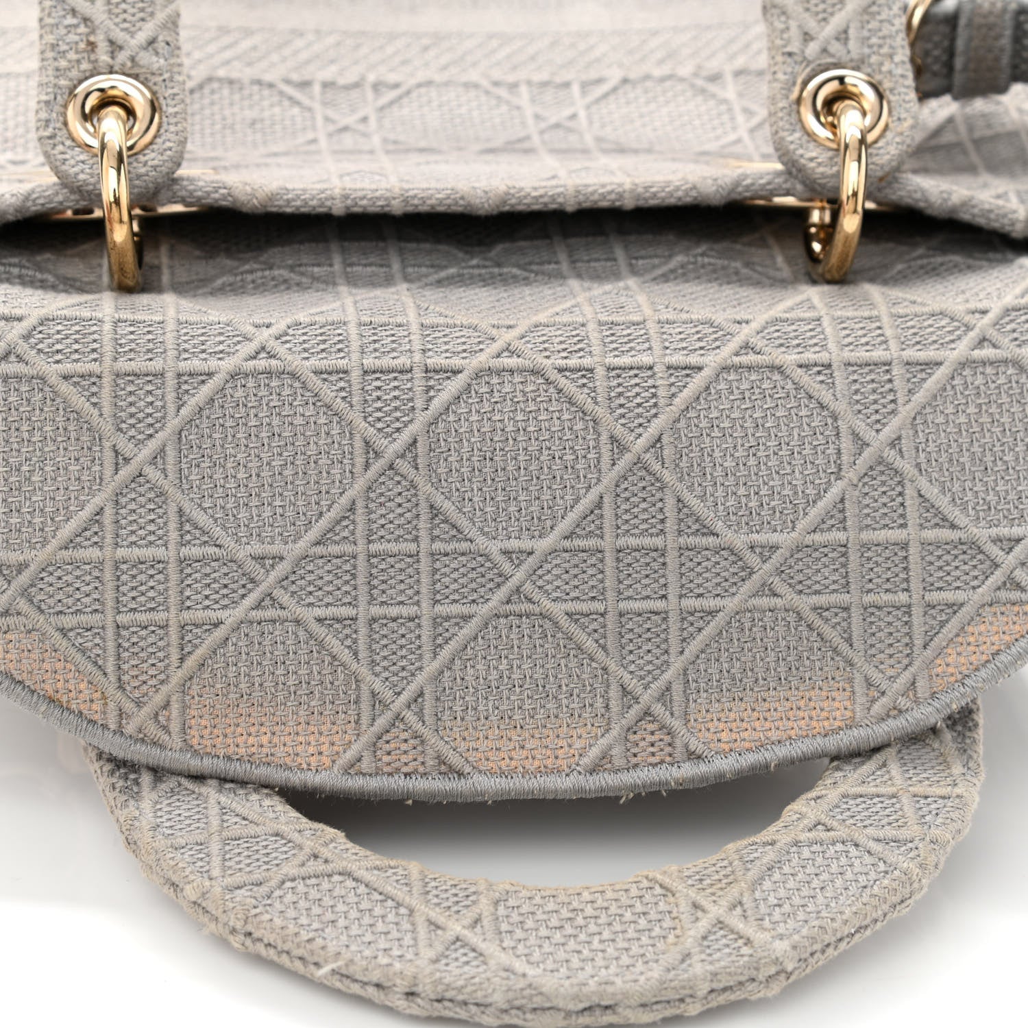 Christian Dior Canvas Embroidered Cannage Medium Lady D-Lite Gray 9 of 14