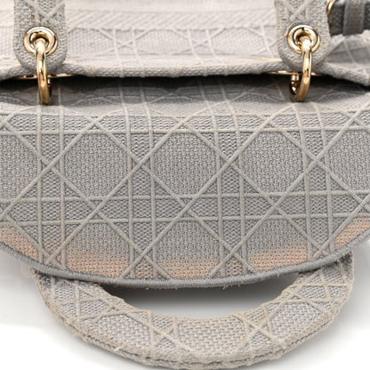 Christian Dior Canvas Embroidered Cannage Medium Lady D-Lite Gray 9 of 14