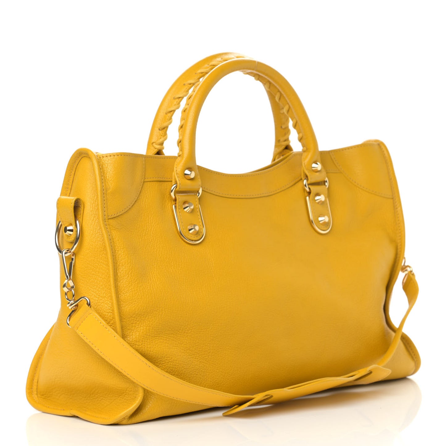 Chevre Silver Metallic Edge Hardware City Jaune Epi
