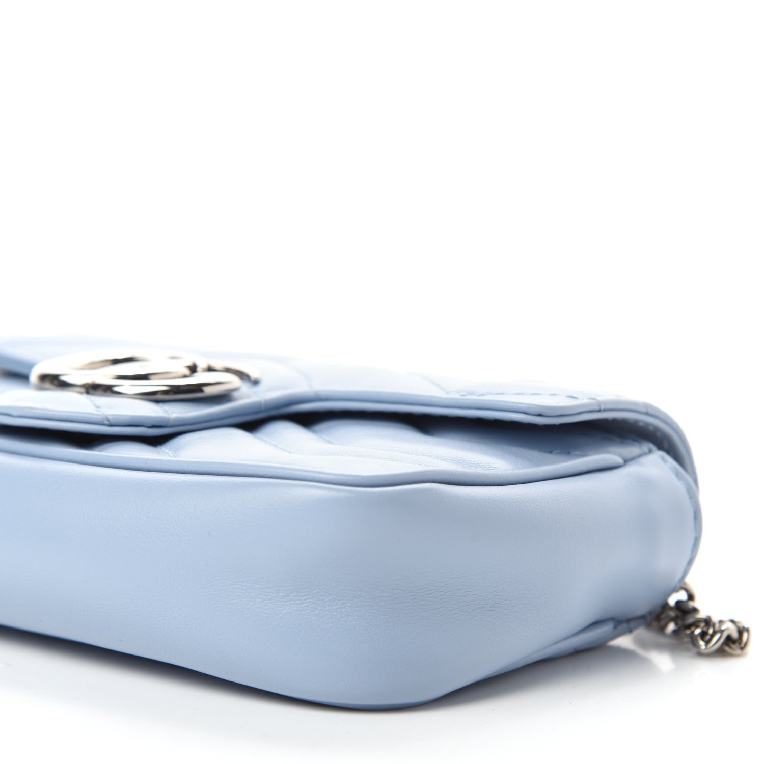 Gucci Calfskin Matelasse Super Mini GG Marmont Shoulder Bag Porcelain Light Blue 7 of 12