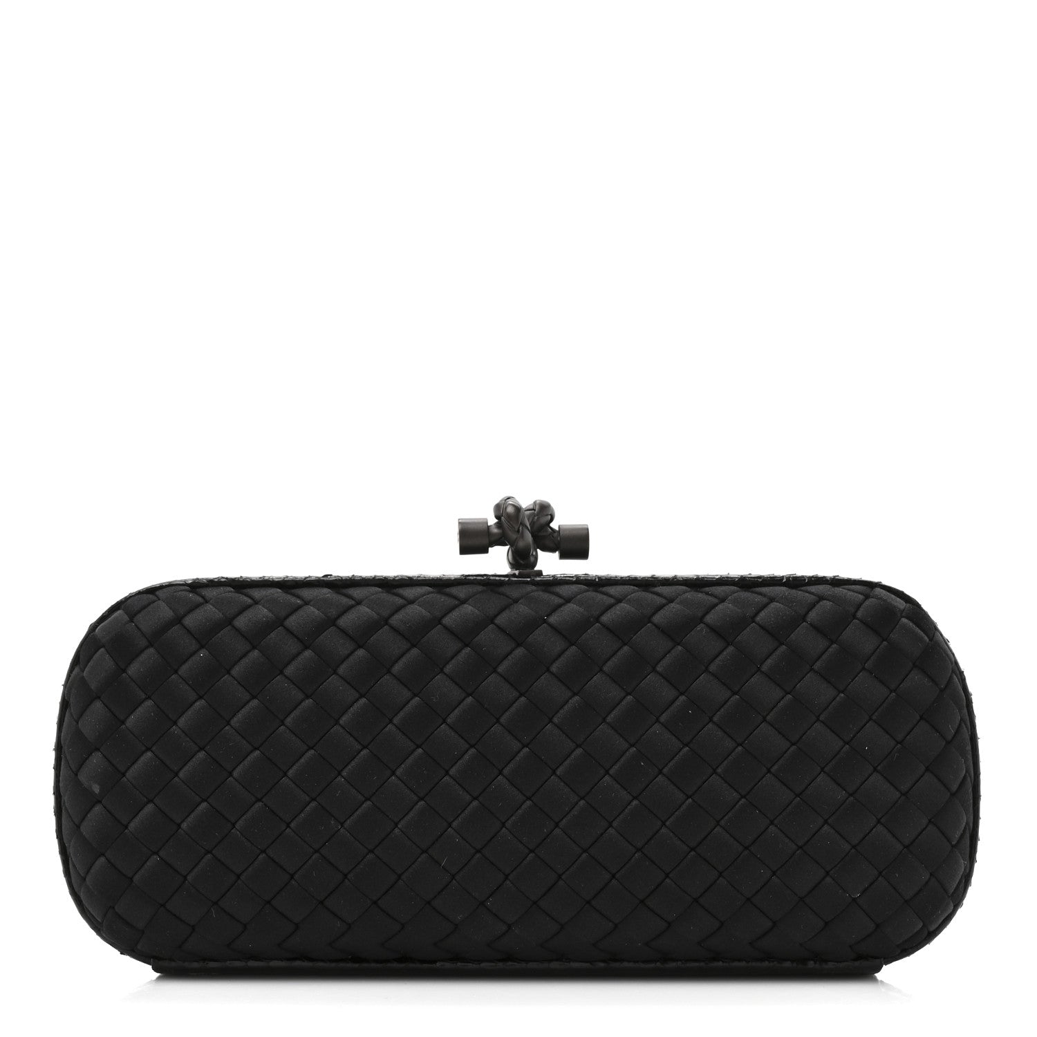 Bottega Veneta Satin Ayers Intreccio Impero Stretch Knot Clutch Black 1 of 6