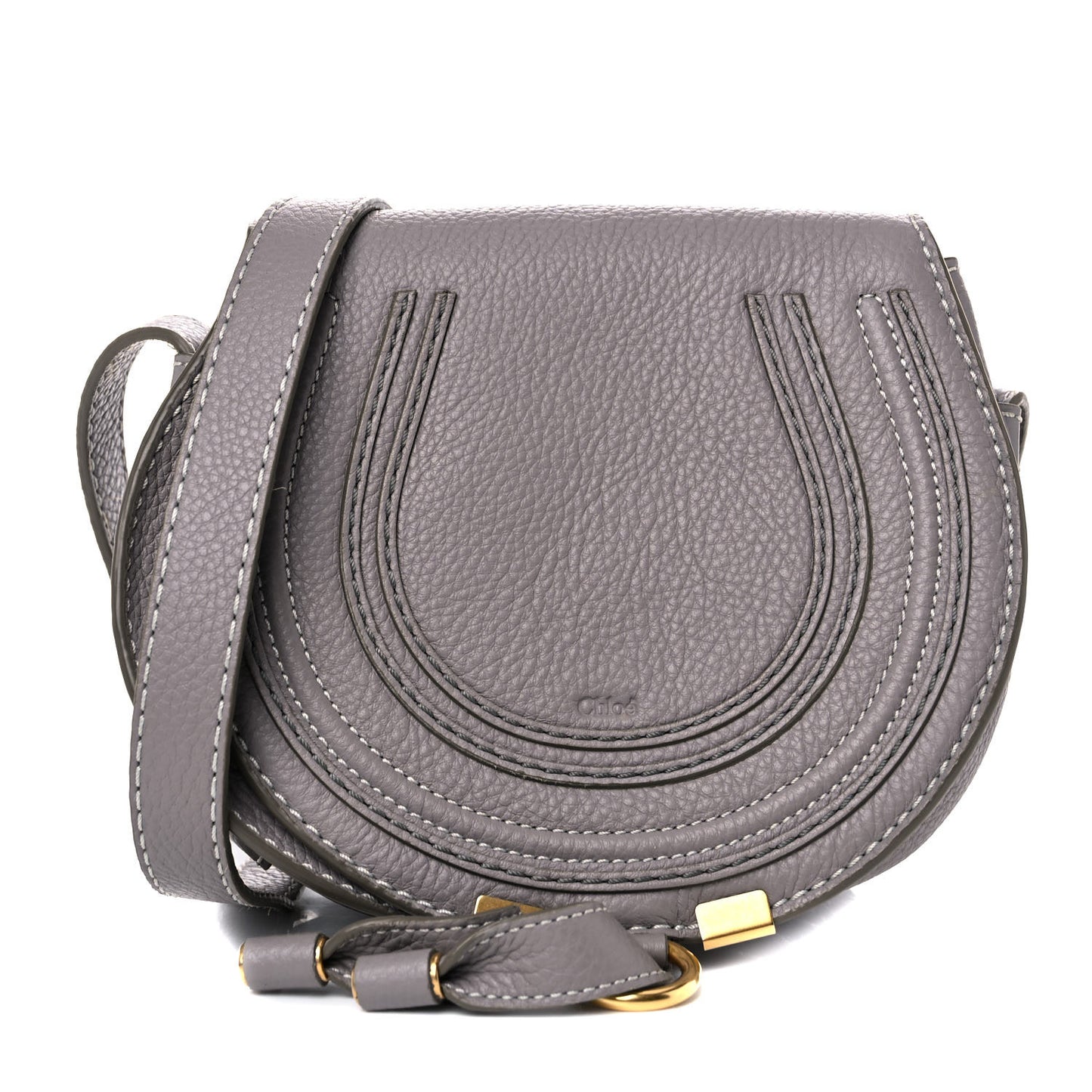 Calfskin Mini Marcie Round Crossbody Bag Cashmere Grey