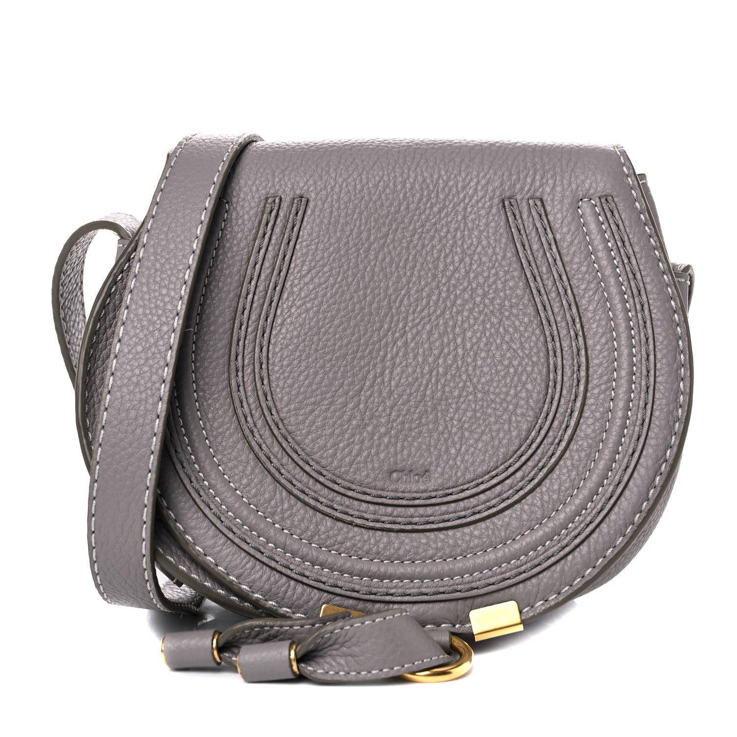 Chloe Calfskin Mini Marcie Round Crossbody Bag Cashmere Grey 1 of 13