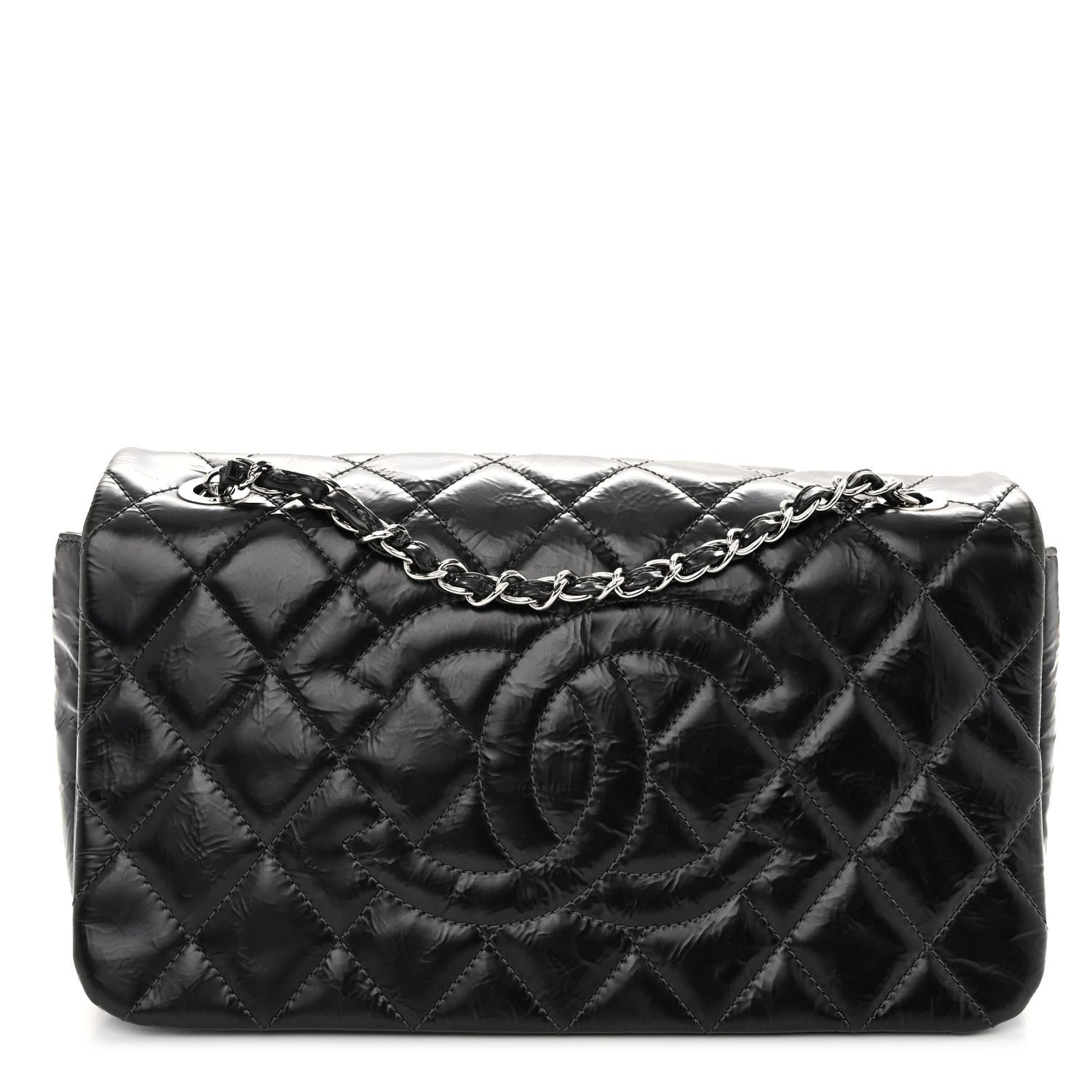 Chanel Glazed Calfskin Quilted CC Single Flap Black 1 of 10