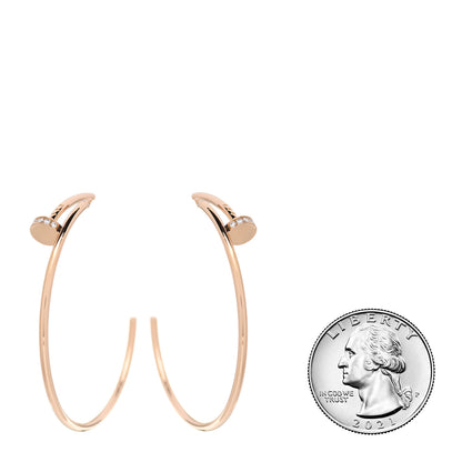 Cartier 18K Pink Gold Diamond Juste Un Clou Hoop Earrings 2 of 5