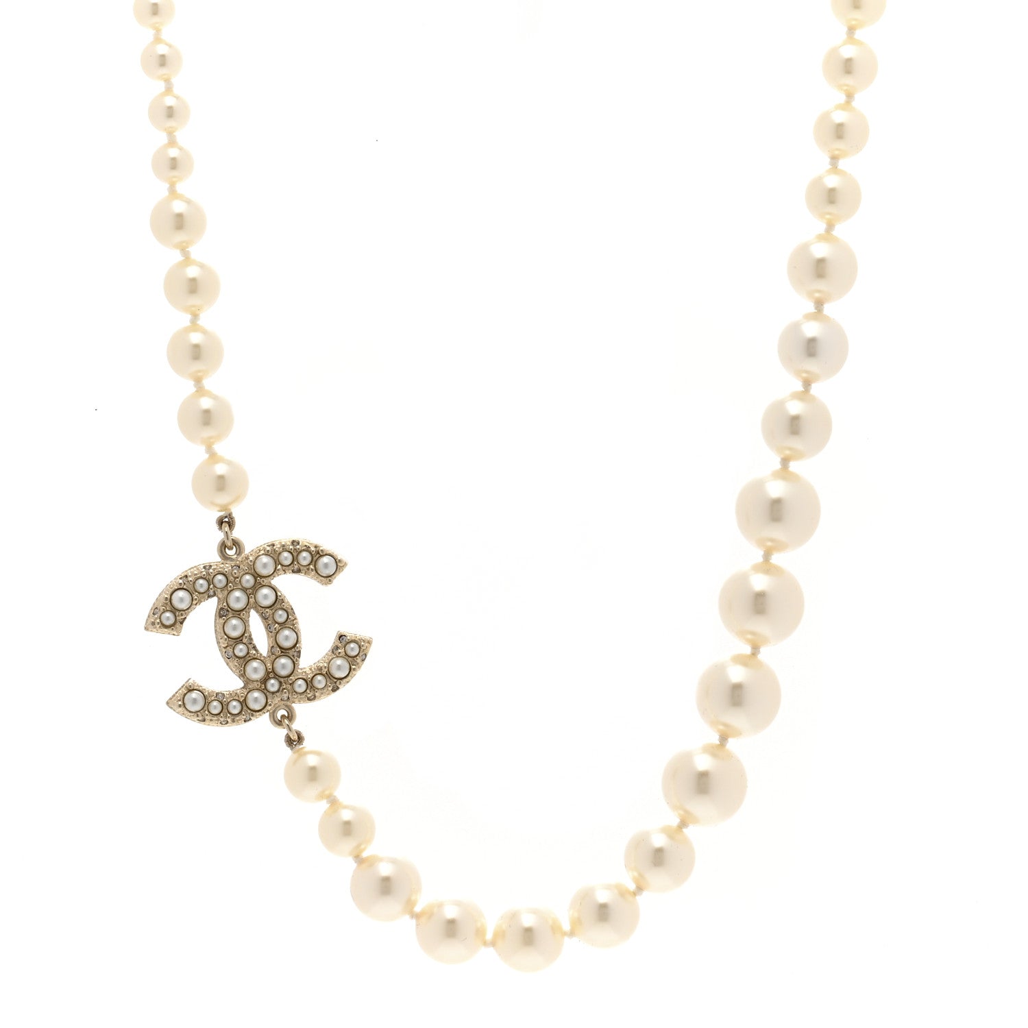 Chanel Pearl CC 100th Anniversary Necklace Light Gold 1 of 7