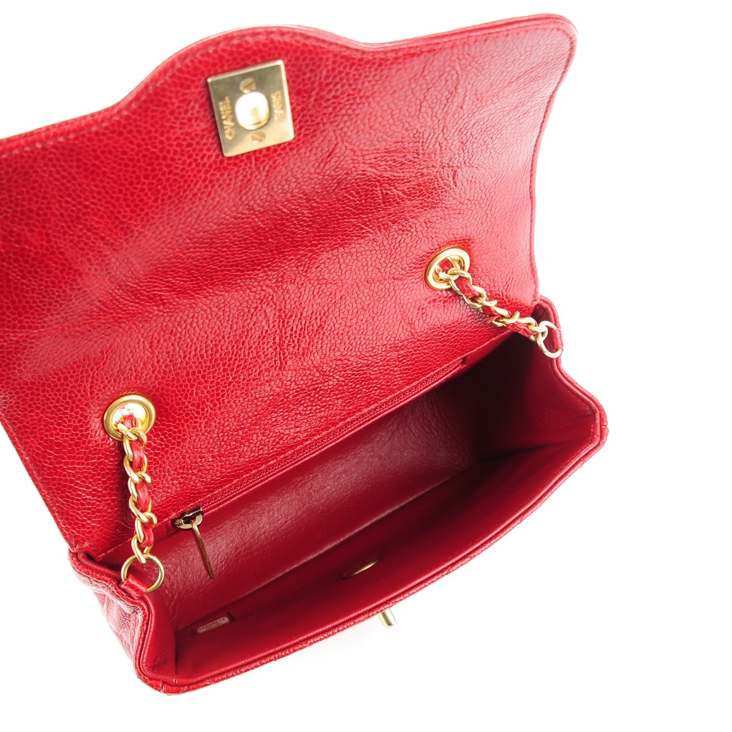 Chanel Caviar Quilted Mini Square Flap Red 5 of 8