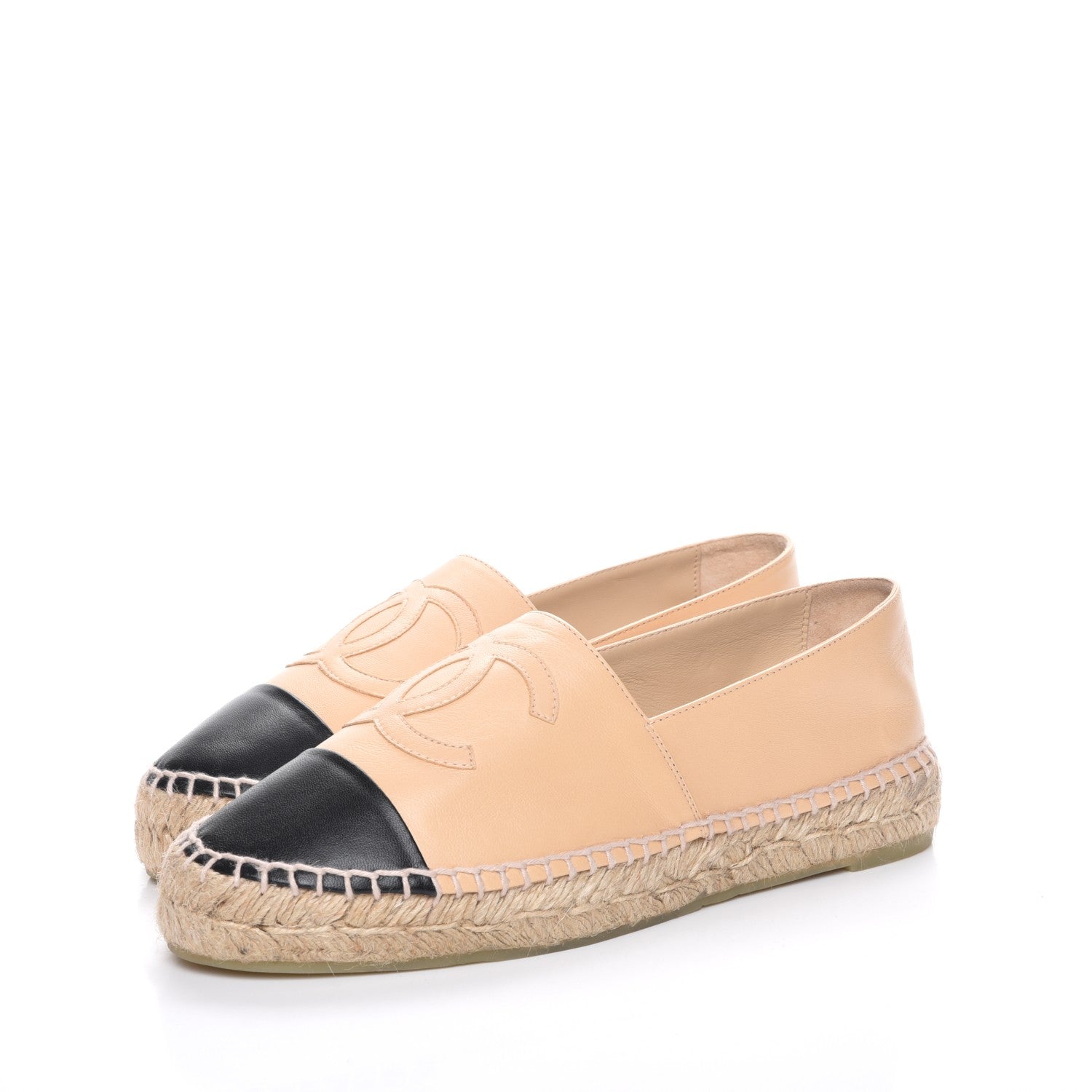 Chanel Lambskin CC Espadrilles 39 Beige Black 3 of 9