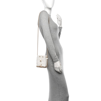 Chanel Metal Lambskin Quilted Small Chain Bucket Bag White 2 of 12
