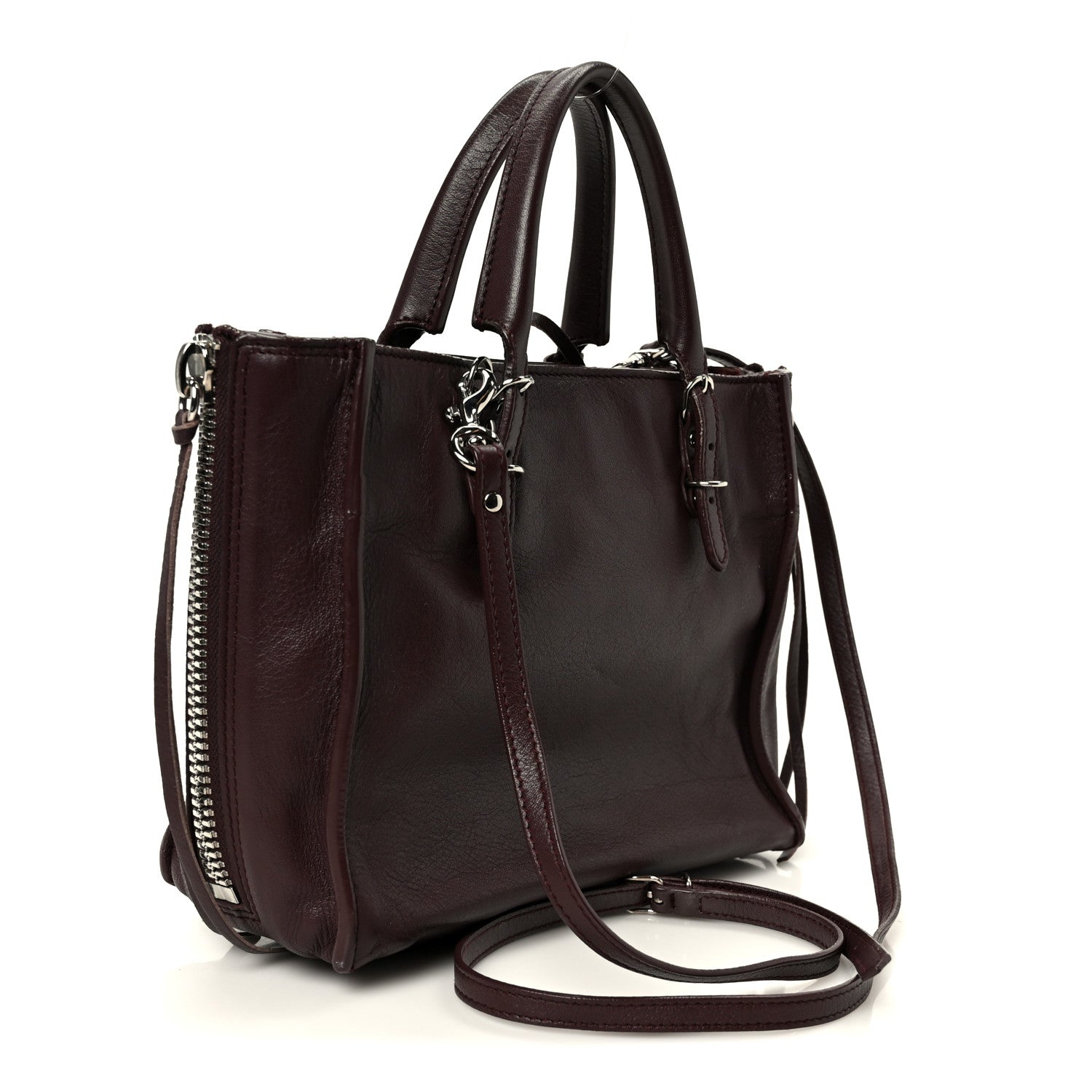 Balenciaga Calfskin Papier Mini A4 Zip Around Tote Rouge Aubergine