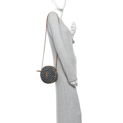 Saint Laurent Denim Quilted Monogram Round Crossbody Bag Rodeo Blue 2 of 10