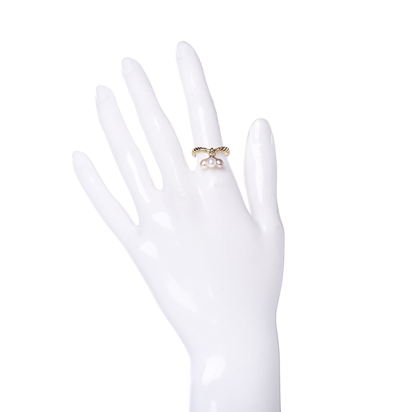 18K Yellow Gold Akoya Pearl 4.5mm Charm Ring 50 5.25