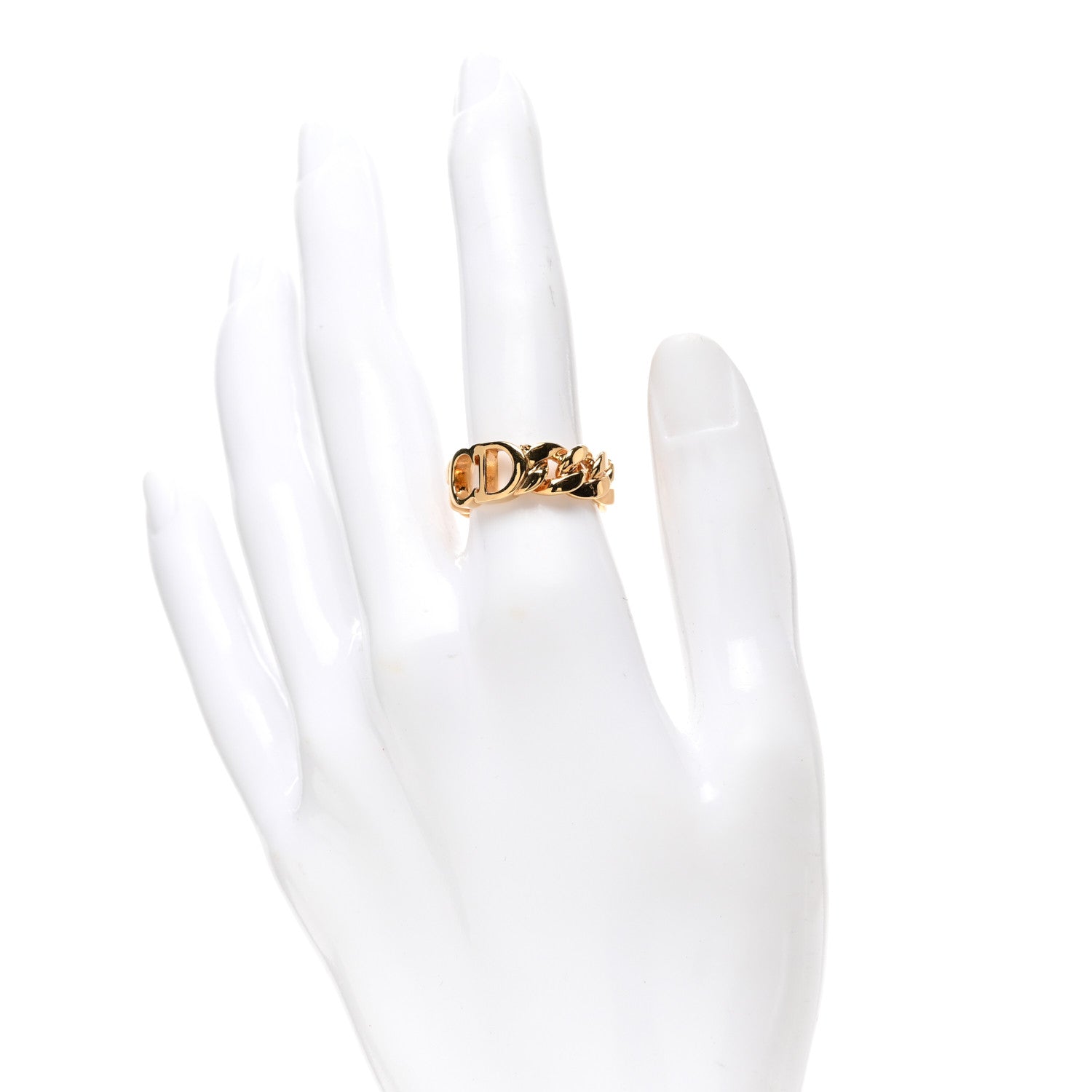 Christian Dior Metal CD Chain Ring S Gold 2 of 5
