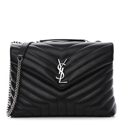 Saint Laurent Calfskin Y Quilted Monogram Medium Loulou Chain Satchel Black 1 of 11