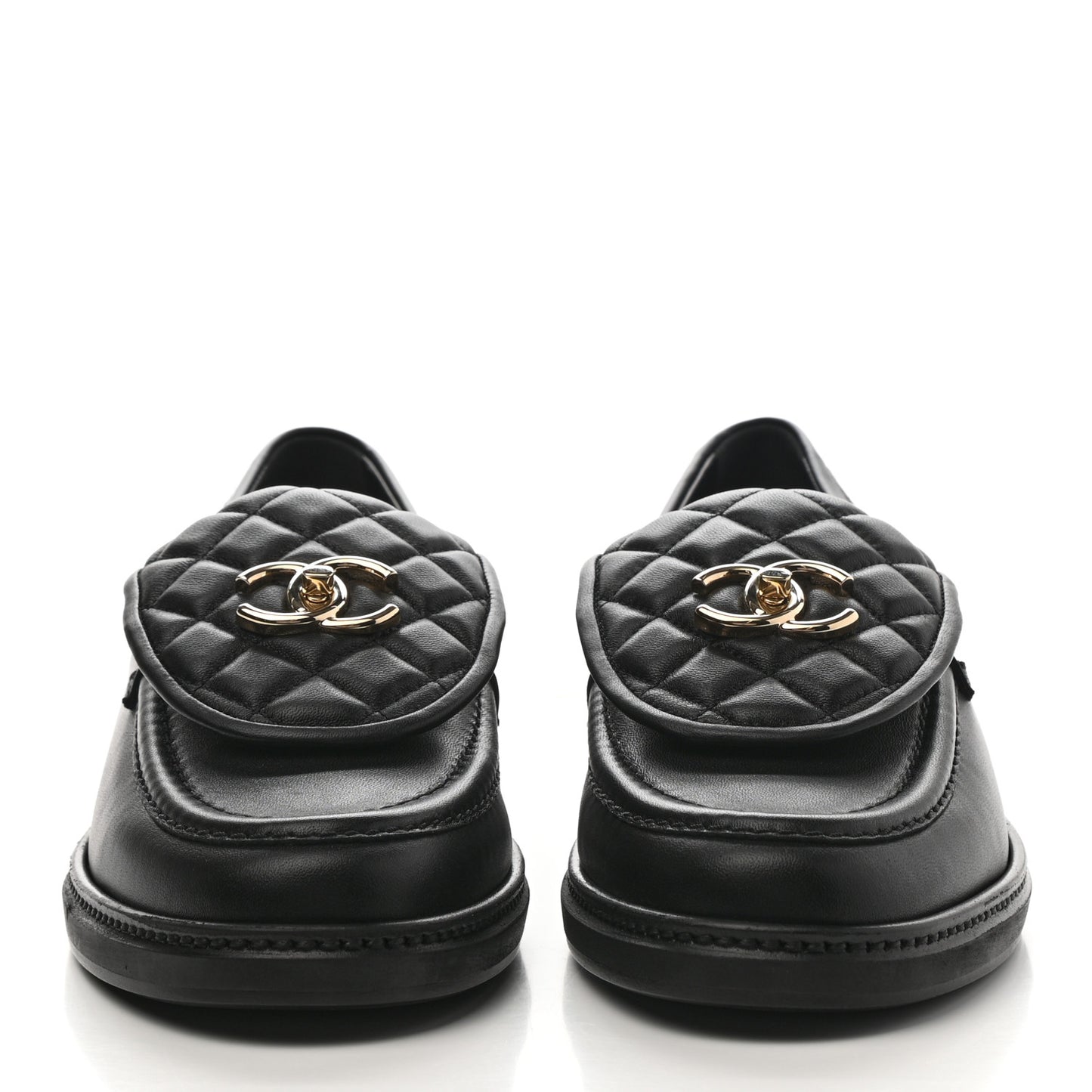 Lambskin Quilted CC Turnlock Loafers 41 Black