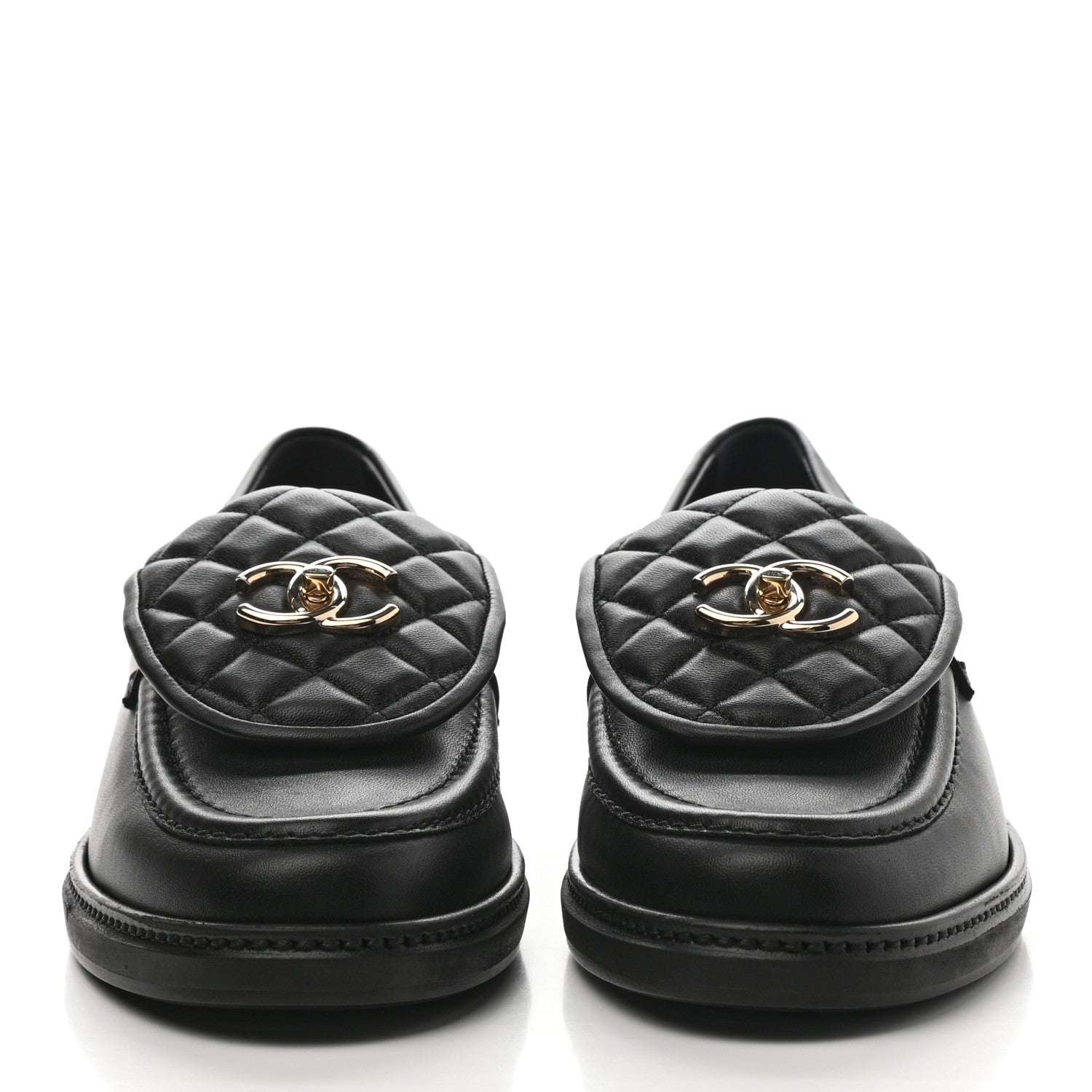 Chanel Lambskin Quilted CC Turnlock Loafers 41 Black 2 of 9