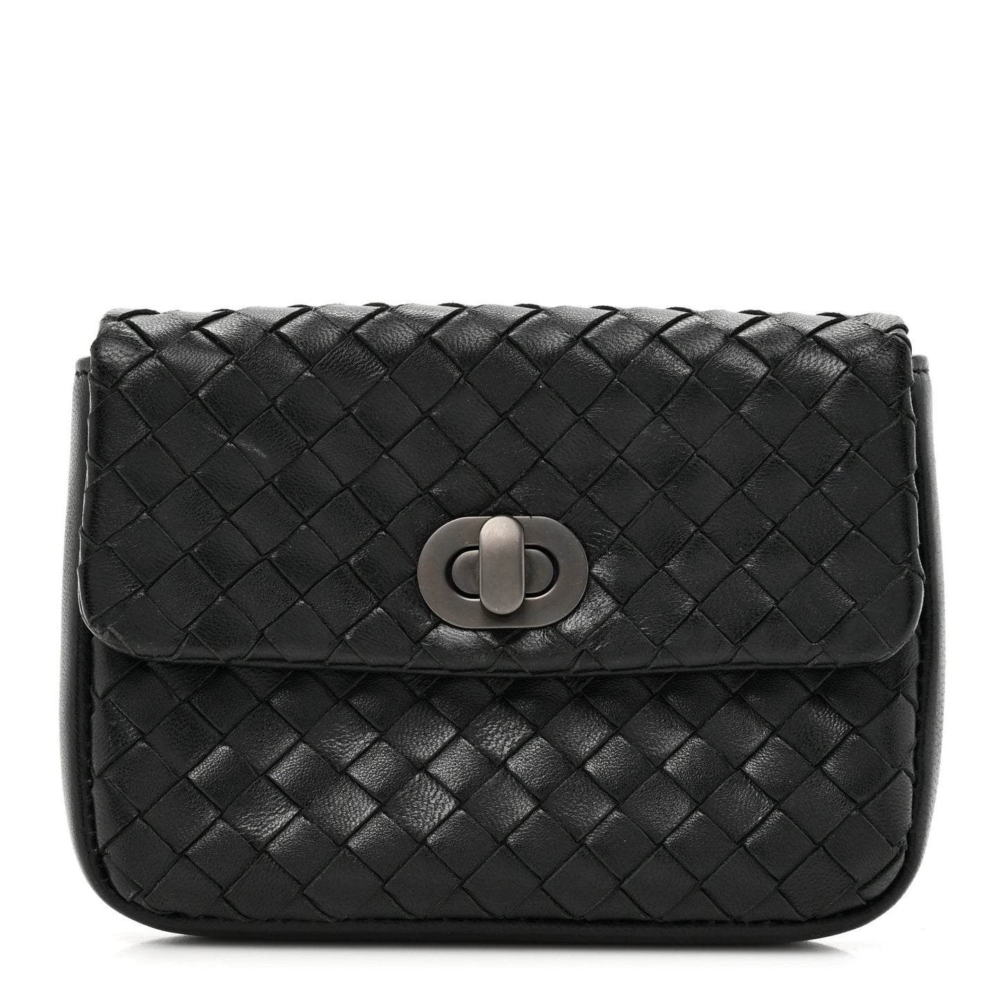 Nappa Intrecciato Turnlock Coin Pouch Black