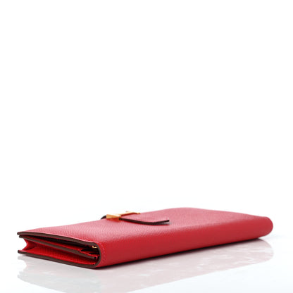 Hermes Epsom Bearn Gusset Wallet Rouge Casaque 4 of 8