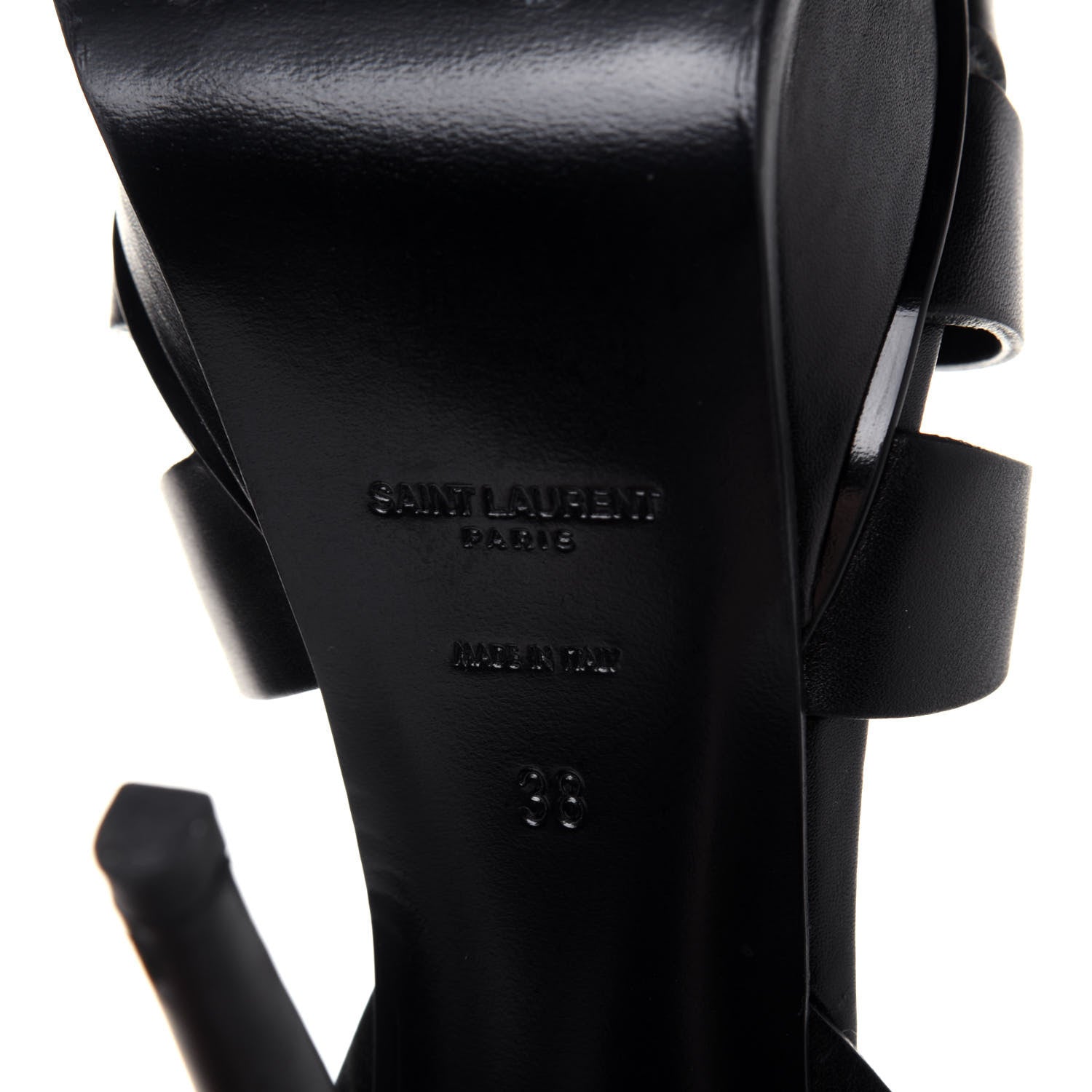 Saint Laurent Calfskin Tribute 105 Platform Sandals 38 Black 6 of 13