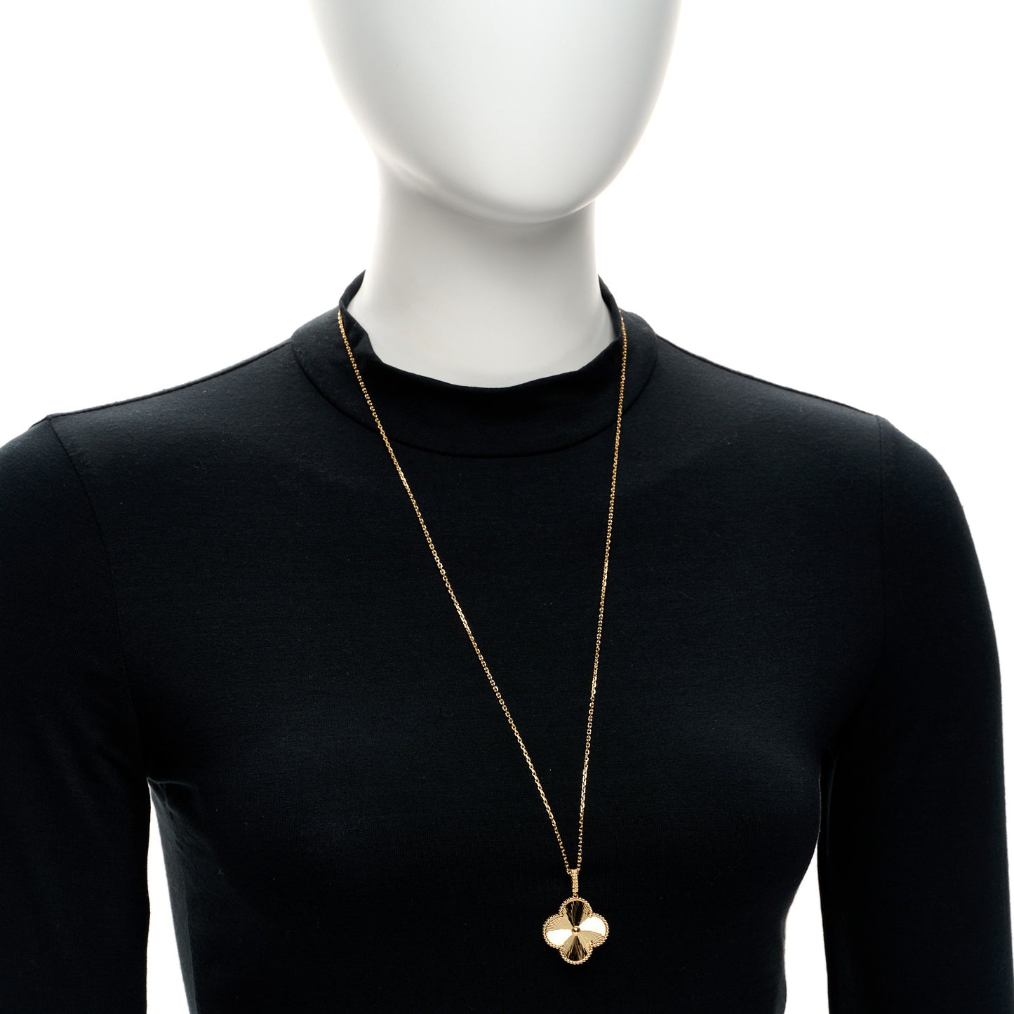 18K Yellow Gold Guilloche Magic Alhambra Long Necklace