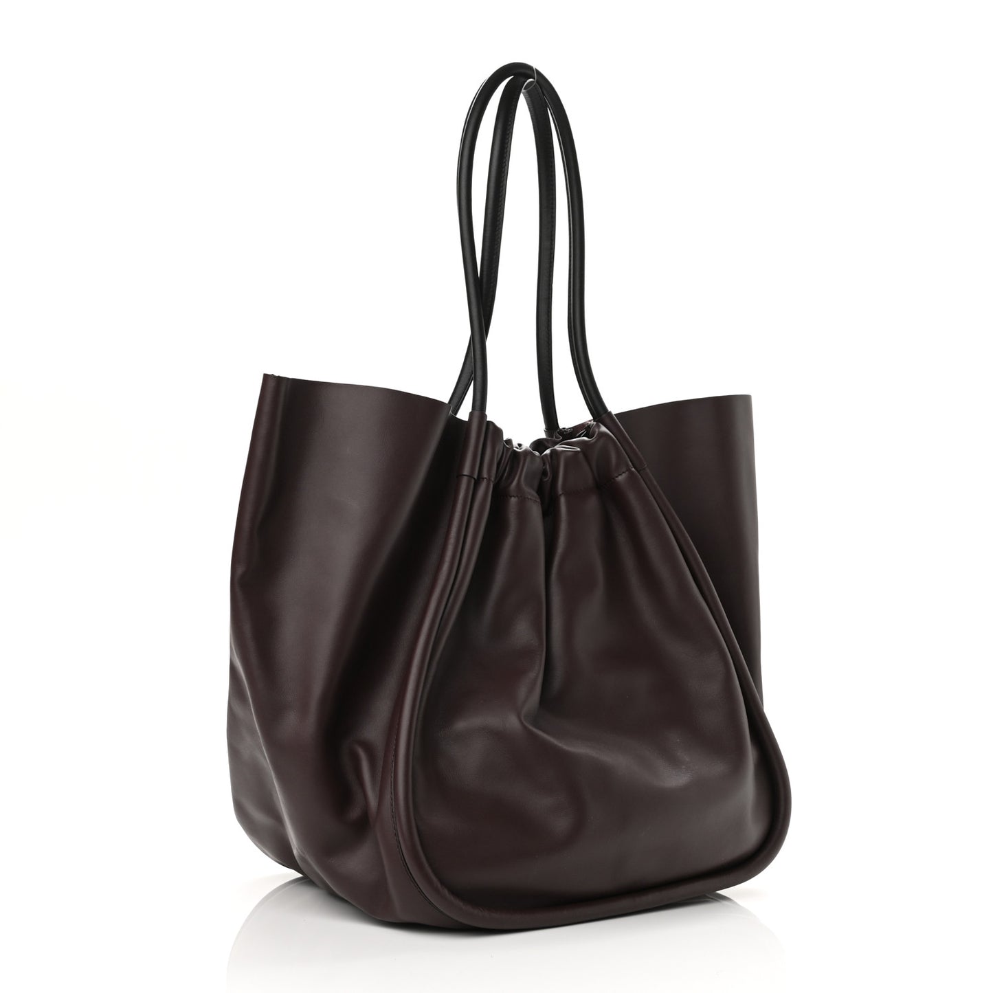 Calfskin XL Ruched Tote Chocolate Plum