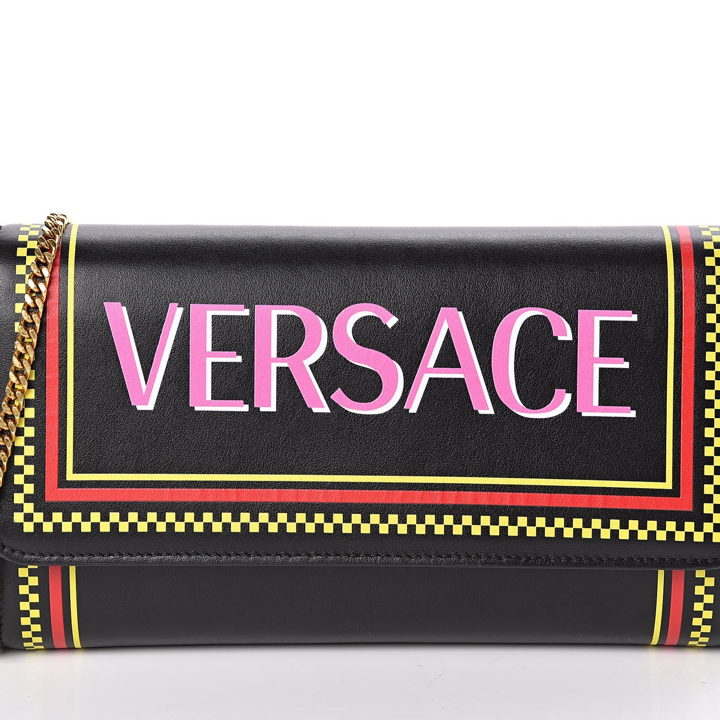 Calfskin 90's Vintage Logo Chain Evening Bag Black