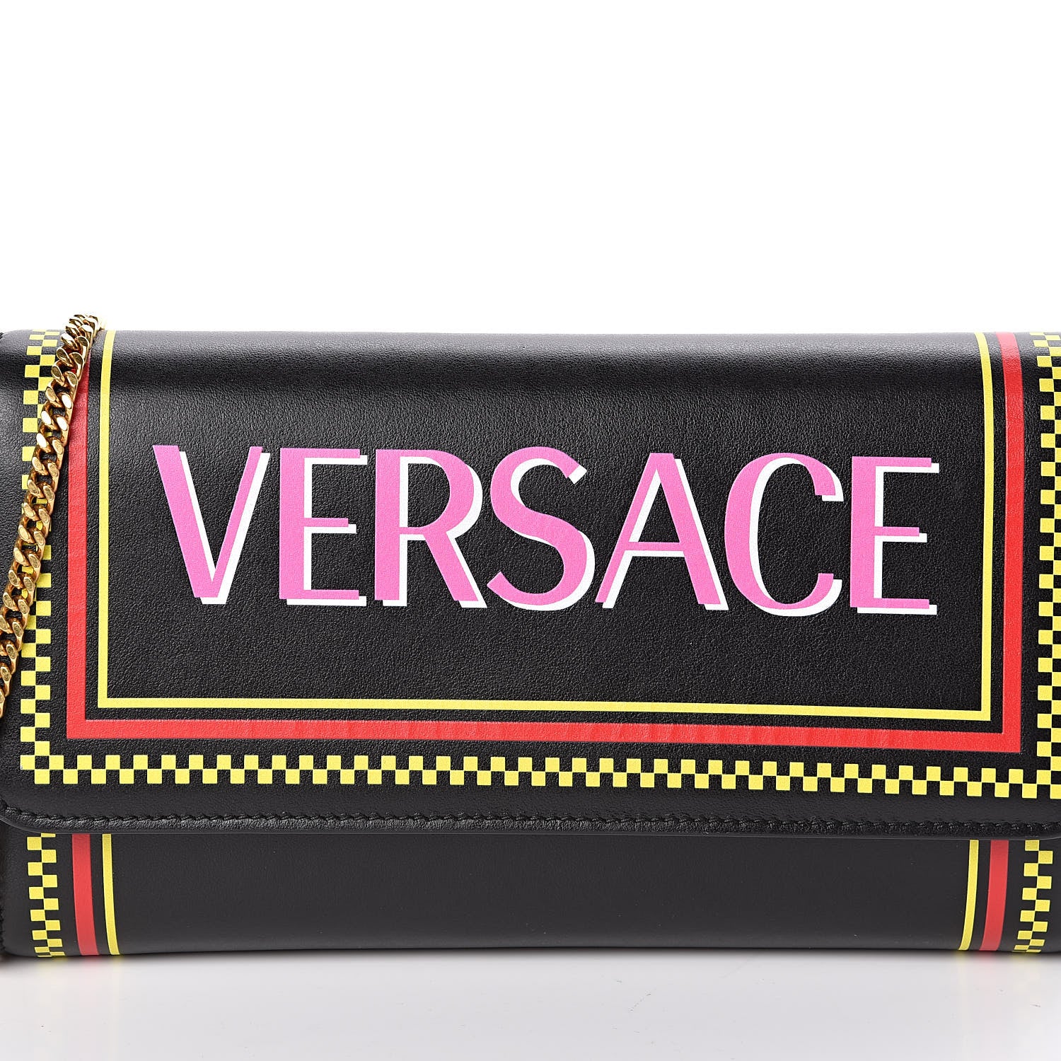 Versace Calfskin 90's Vintage Logo Chain Evening Bag Black 9 of 9