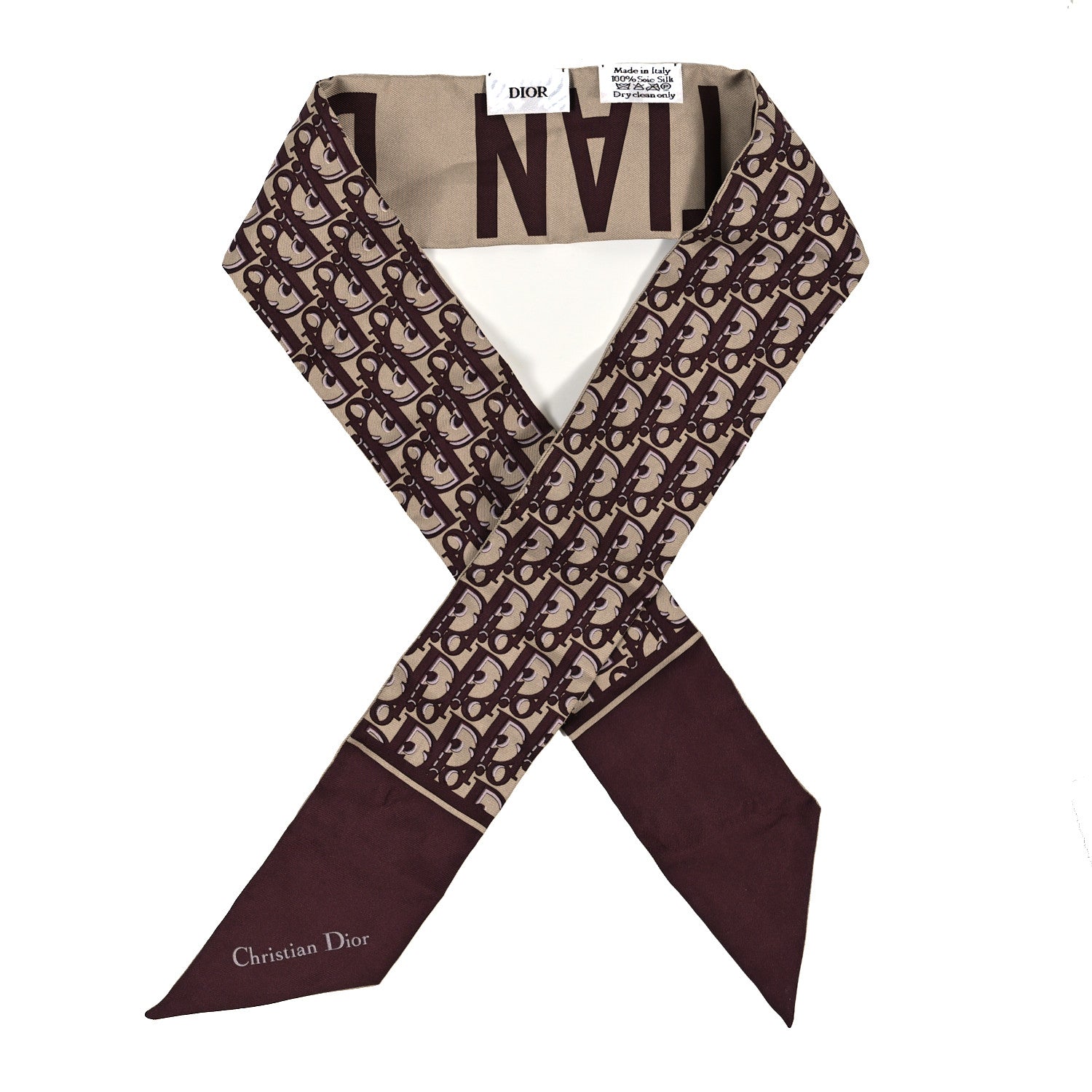 Christian Dior Silk Oblique Mitzah Scarf Bordeaux 1 of 3