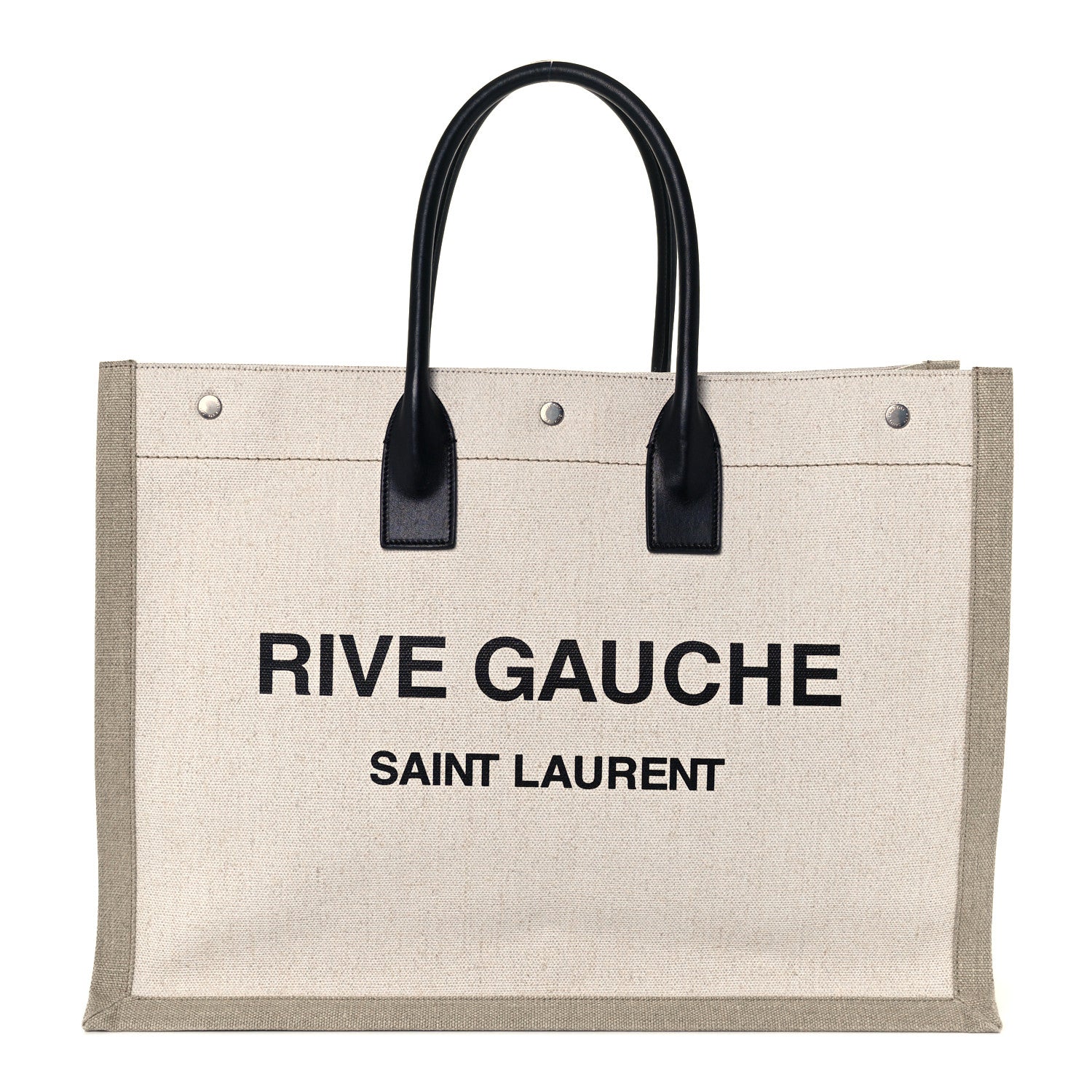 Saint Laurent Linen Calfskin Rive Gauche Tote Optic White 1 of 10