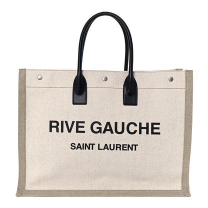 Saint Laurent Linen Calfskin Rive Gauche Tote Optic White 1 of 10