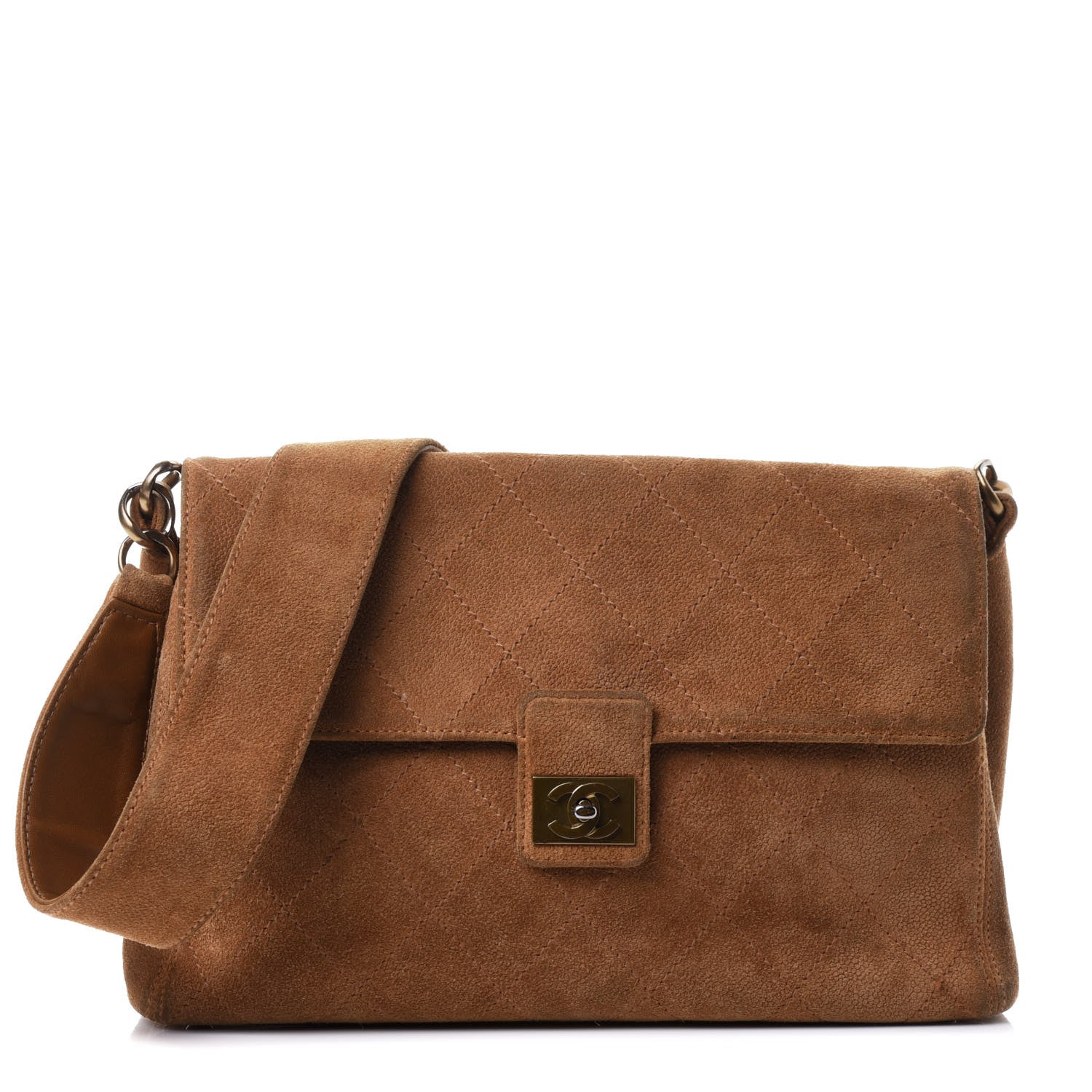 Chanel Suede Quilted Flap Bag Brown 1 of 4