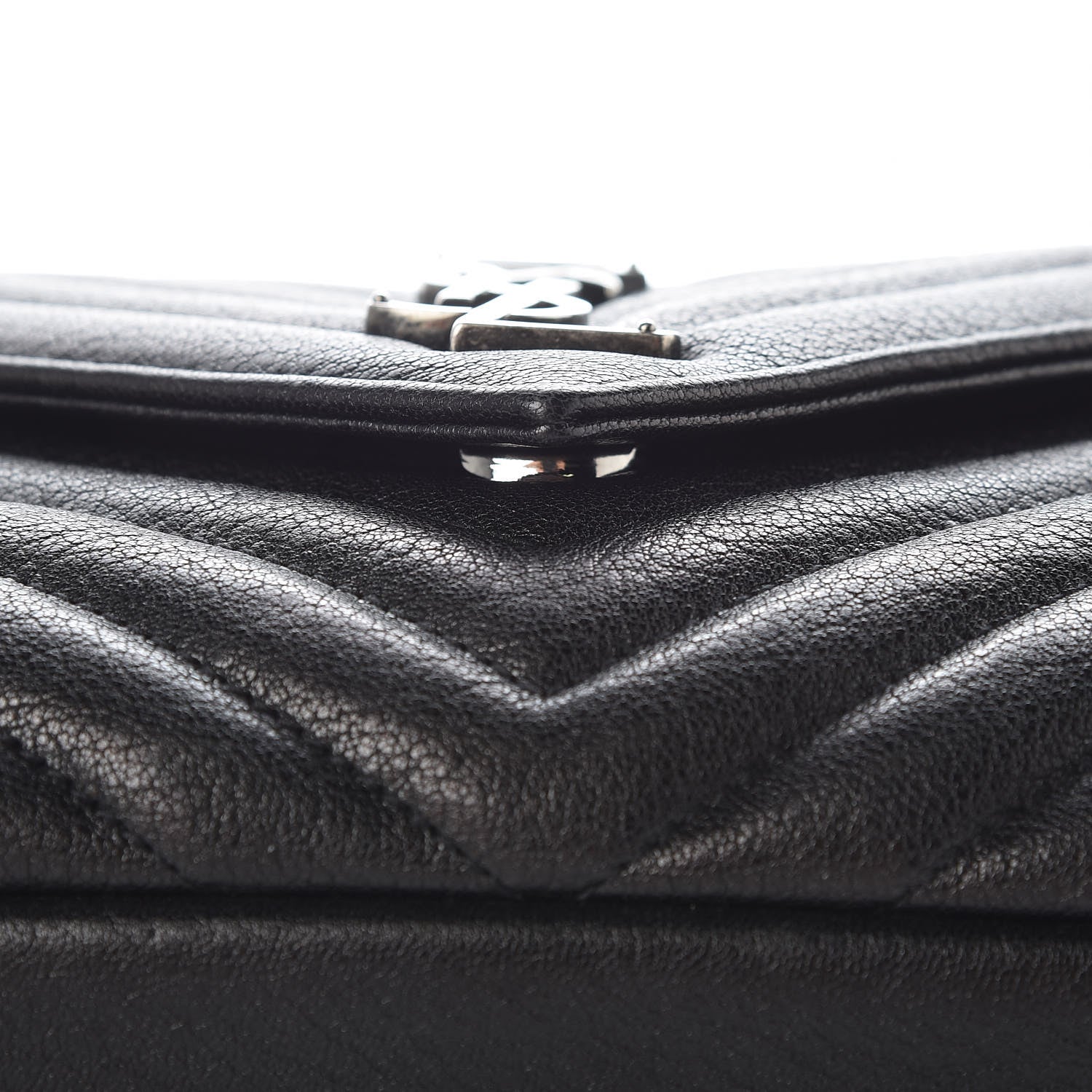 Saint Laurent Sheepskin Matelasse Chevron Monogram Medium College Bag Black 8 of 10