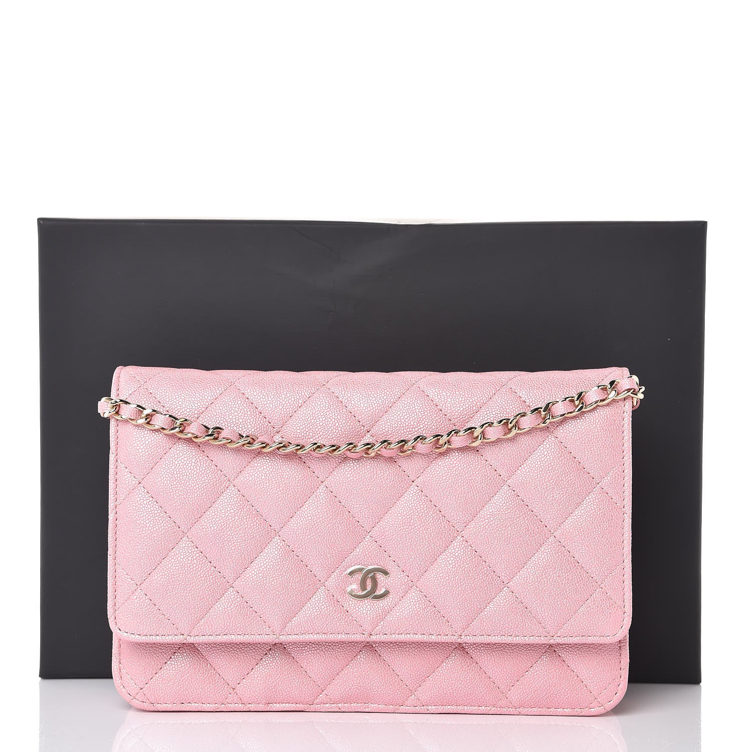 Chanel Iridescent Caviar Quilted Wallet on Chain WOC Rose Pink 9 of 9