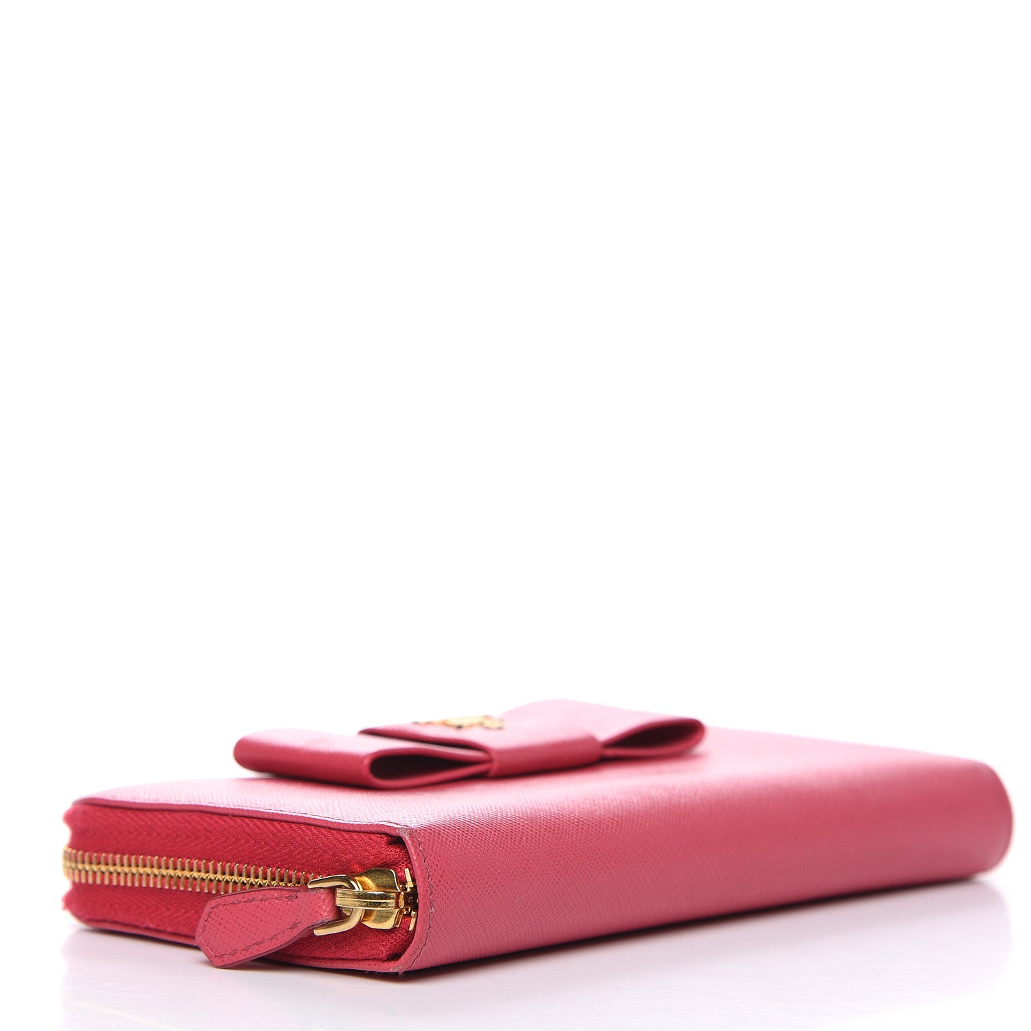 Prada Saffiano Fiocco Bow Zip Around Wallet Peonia 4 of 11