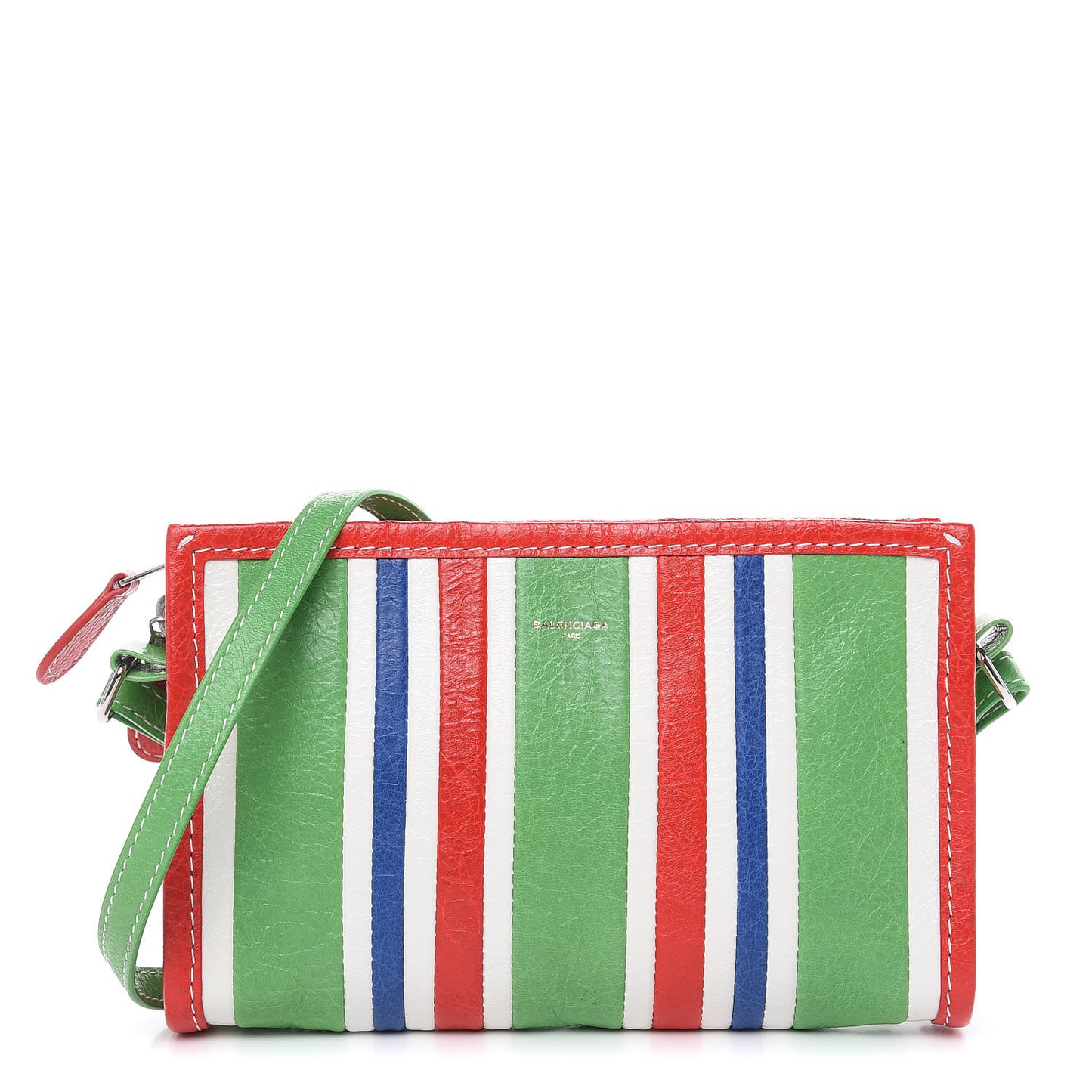 Veau Arena Multicolore Bazar Strap Clutch Green Blue Red White