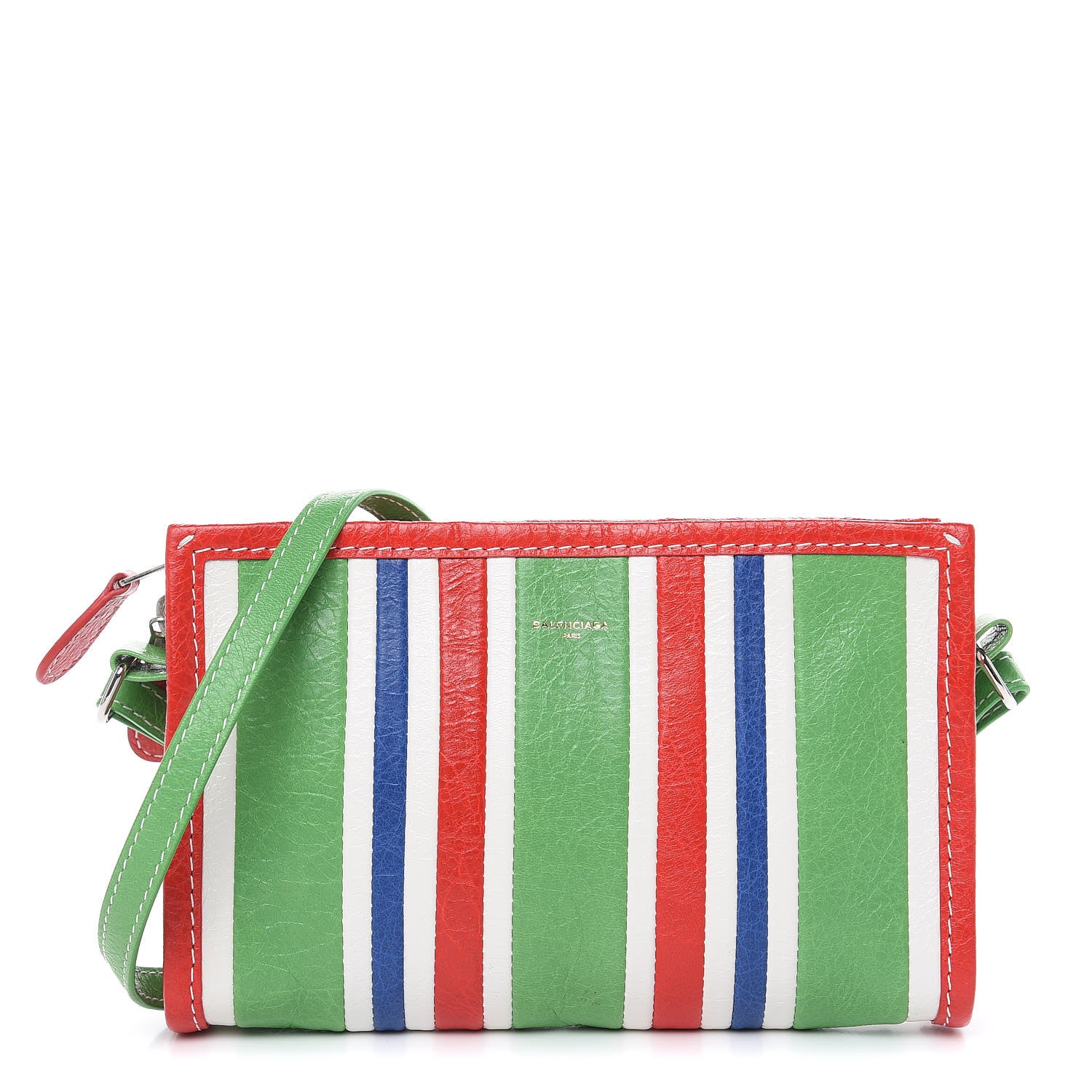 Balenciaga Veau Arena Multicolore Bazar Strap Clutch Green Blue Red White 1 of 10