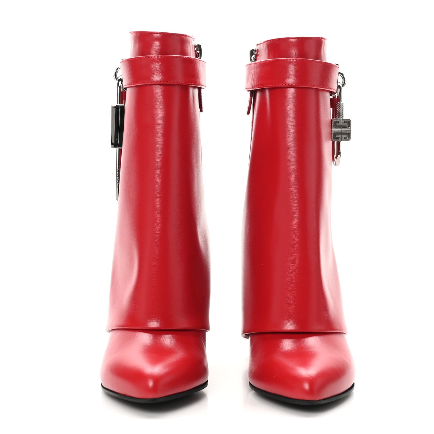 Calfskin Shark Lock Ankle Boots 37 Red