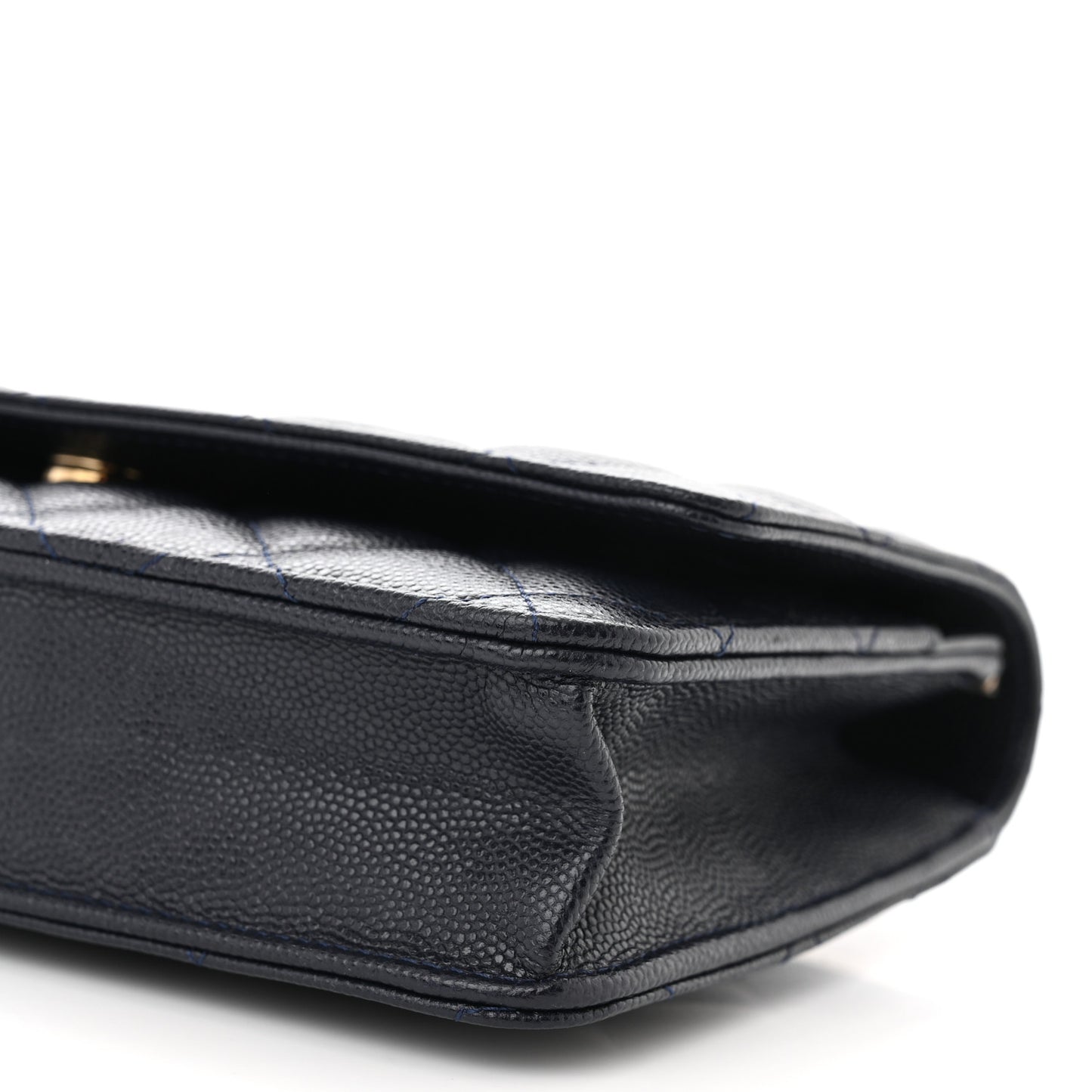 Caviar Quilted Wallet on Chain WOC Navy Blue