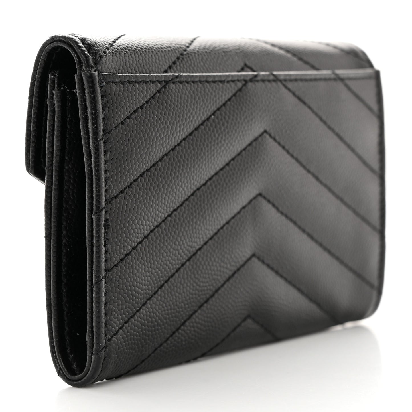 Grain De Poudre Matelasse Chevron Small Monochrome Monogram Envelope Wallet Black