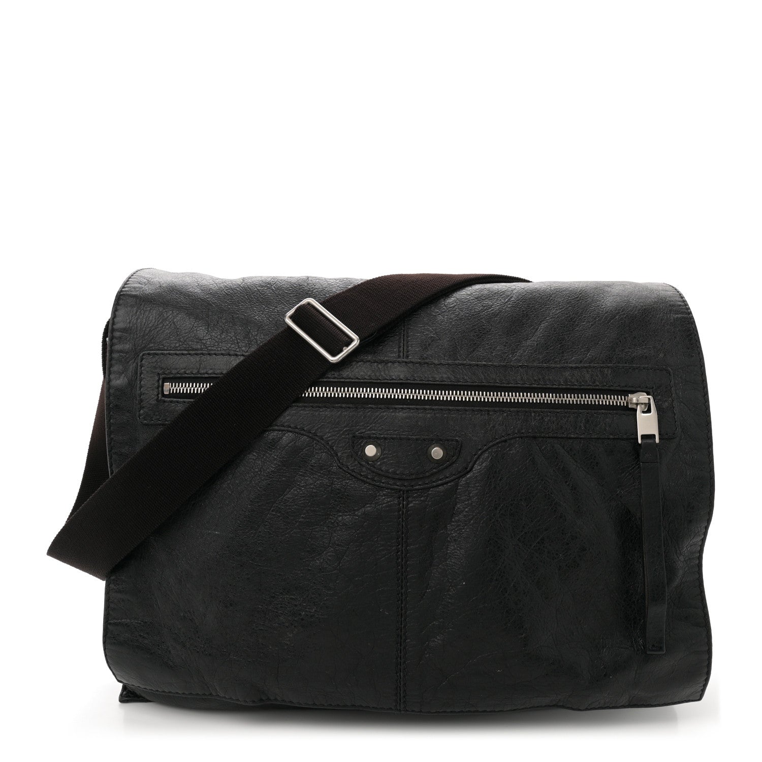 Balenciaga Agneau Arena Foldover Messenger Black 1 of 12