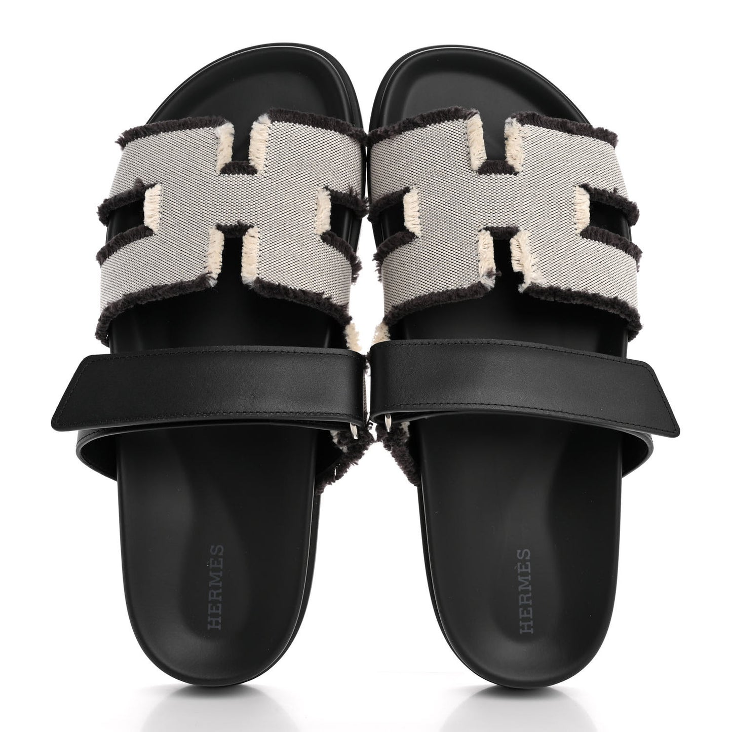 Techno Fringed H Canvas Caflskin Womens Chypre Sandals 41 Prunoir Black