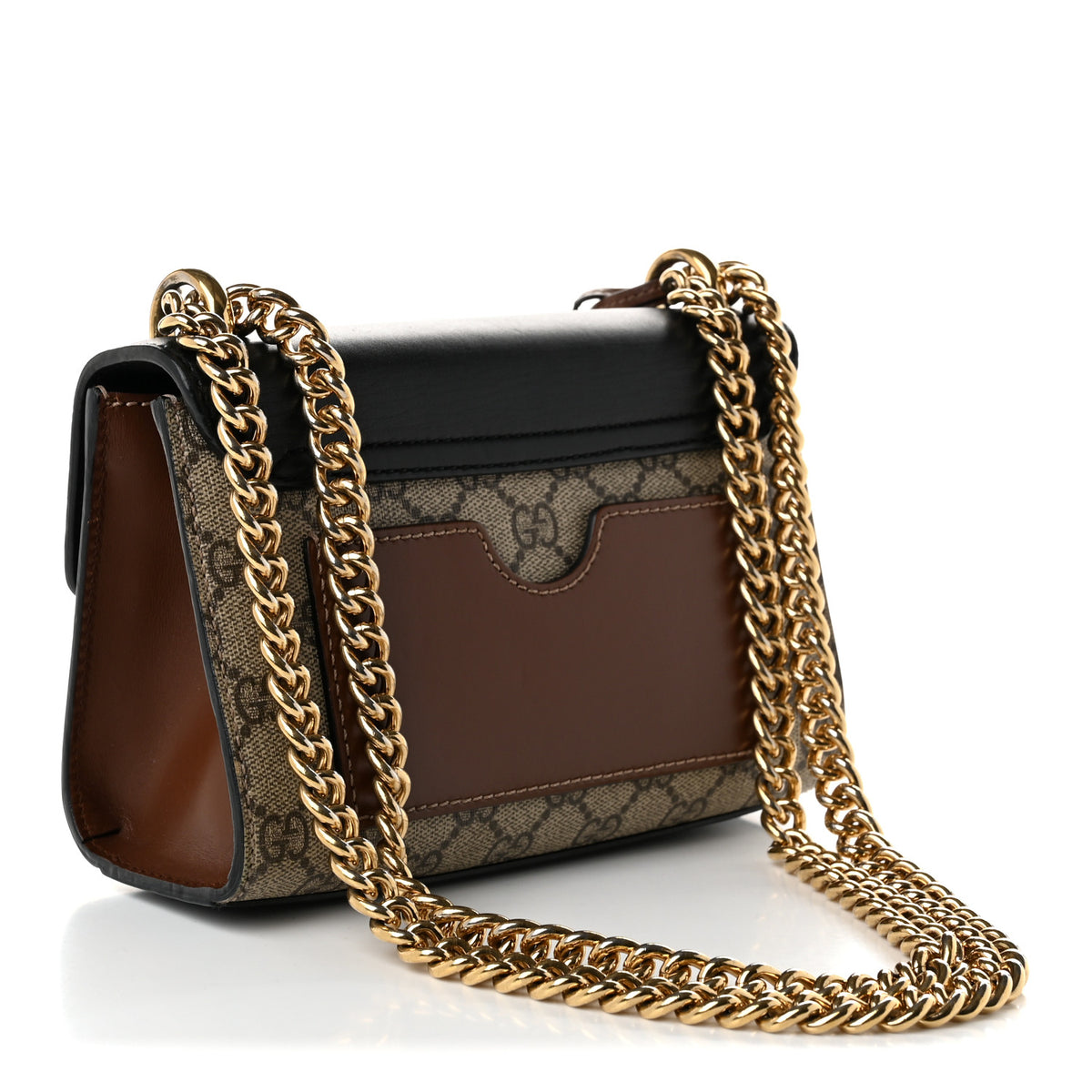 Gucci GG Supreme Monogram Calfskin Small Padlock Shoulder Bag Beige Black Cuir 3 of 10