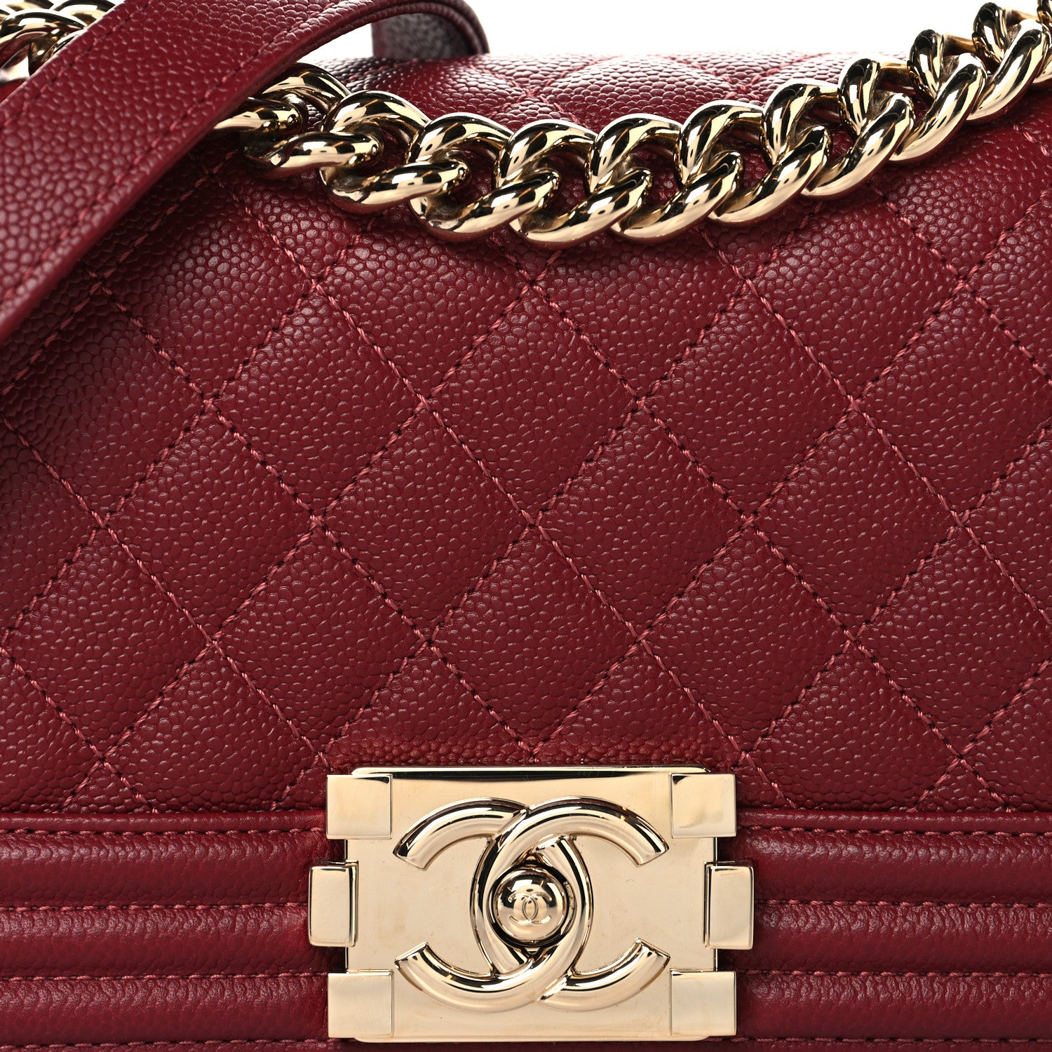 Chanel Caviar Quilted Small Boy Flap Burgundy 8 of 10