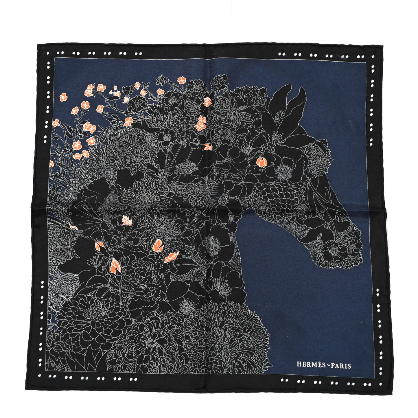 Silk Robe Legere Scarf 45 Black Creme Vermillion