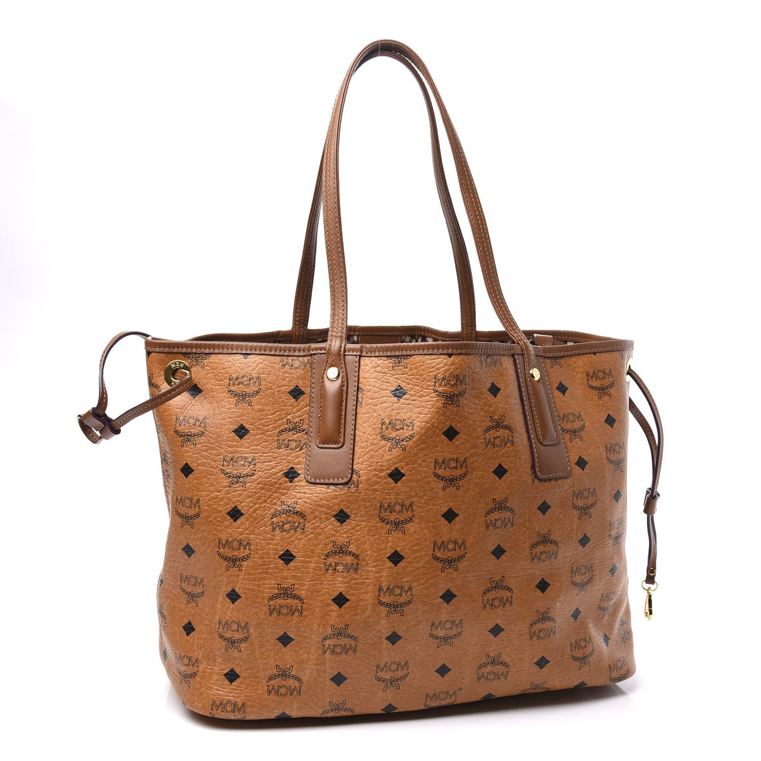 MCM Visetos Medium Liz Reversible Shopper Tote Cognac 2 of 17