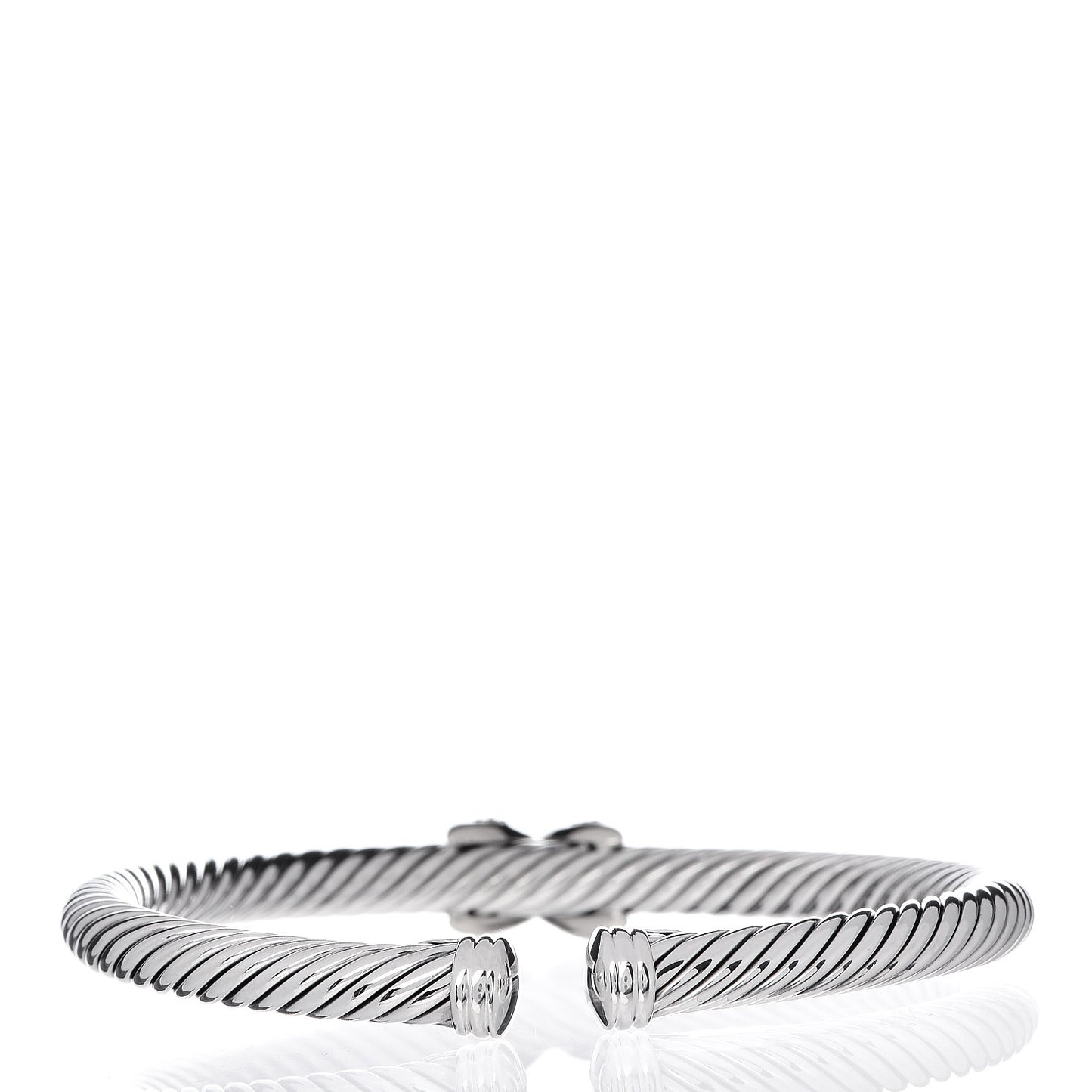 Sterling Silver 18K White Gold Diamond Pave 5mm X Cable Bracelet